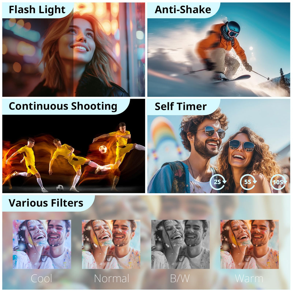 Cámara digital 4K para enfoque automático de fotografía, 2024 última cámara de vlogging de 48 MP para YouTube con tarjeta SD, 2 baterías, 3 pulgadas y 180 ° cámara de viaje compacta para adolescentes