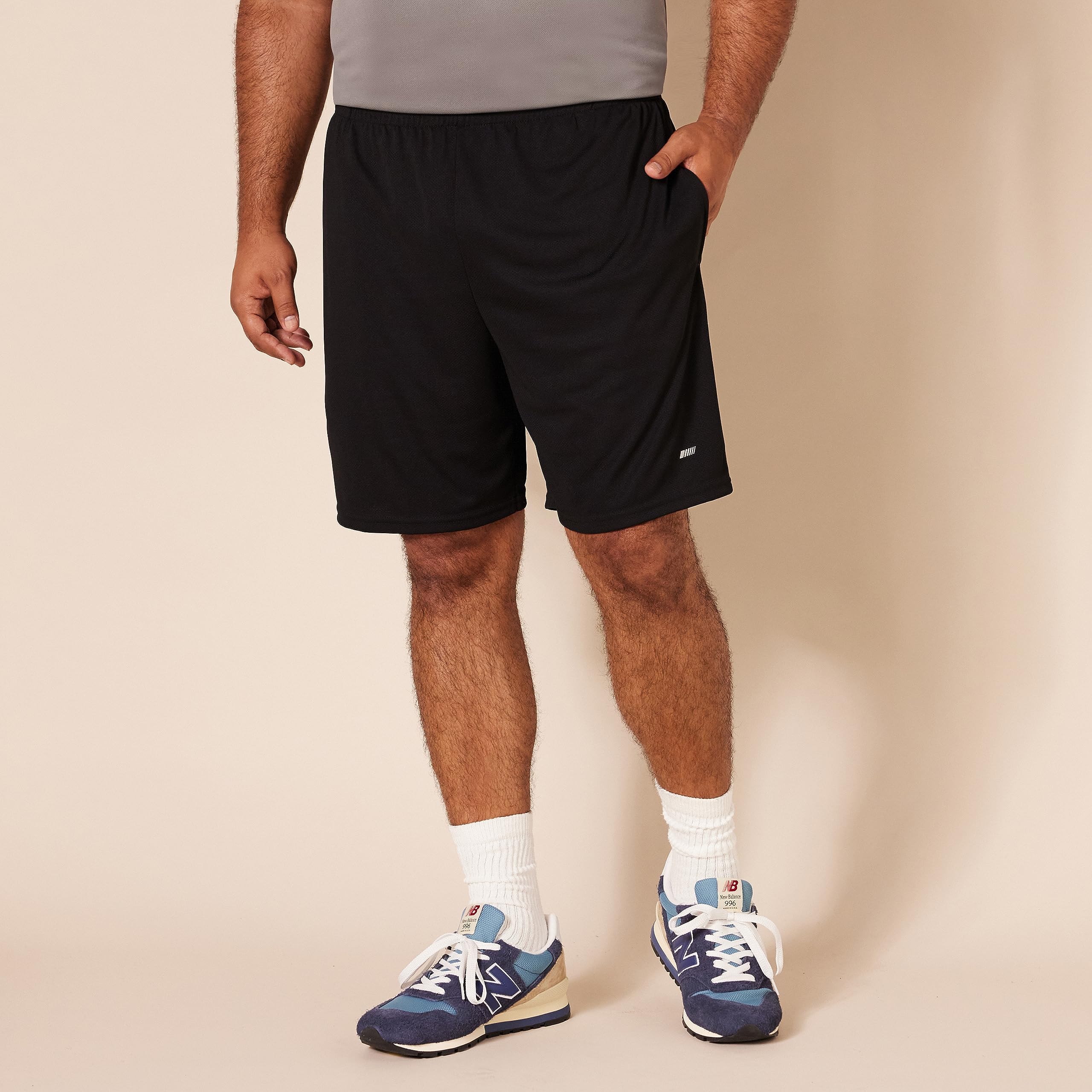 Amazon Essentials Performance Tech - Pantalones cortos de ajuste holgado para hombre (disponibles en grande y alto), paquete de 2, negro, talla G