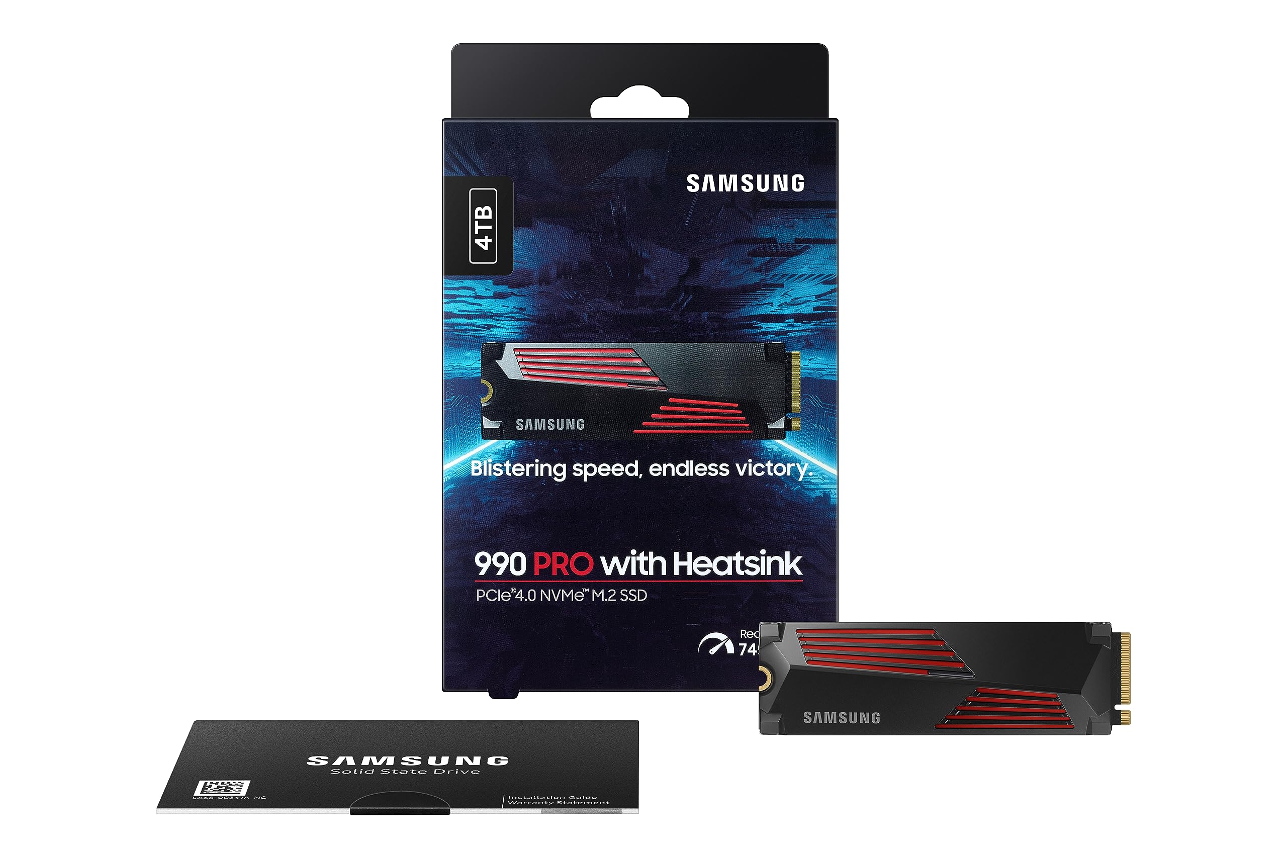Samsung 990 Pro SSD 4TB PCIe 4.0 M.2 2280 Disco Duro Interno de Estado sólido, Seq. Velocidades de Lectura de hasta 7,450 MB/s para computación de Alta Gama, Juegos y Estaciones de Trabajo Pesadas