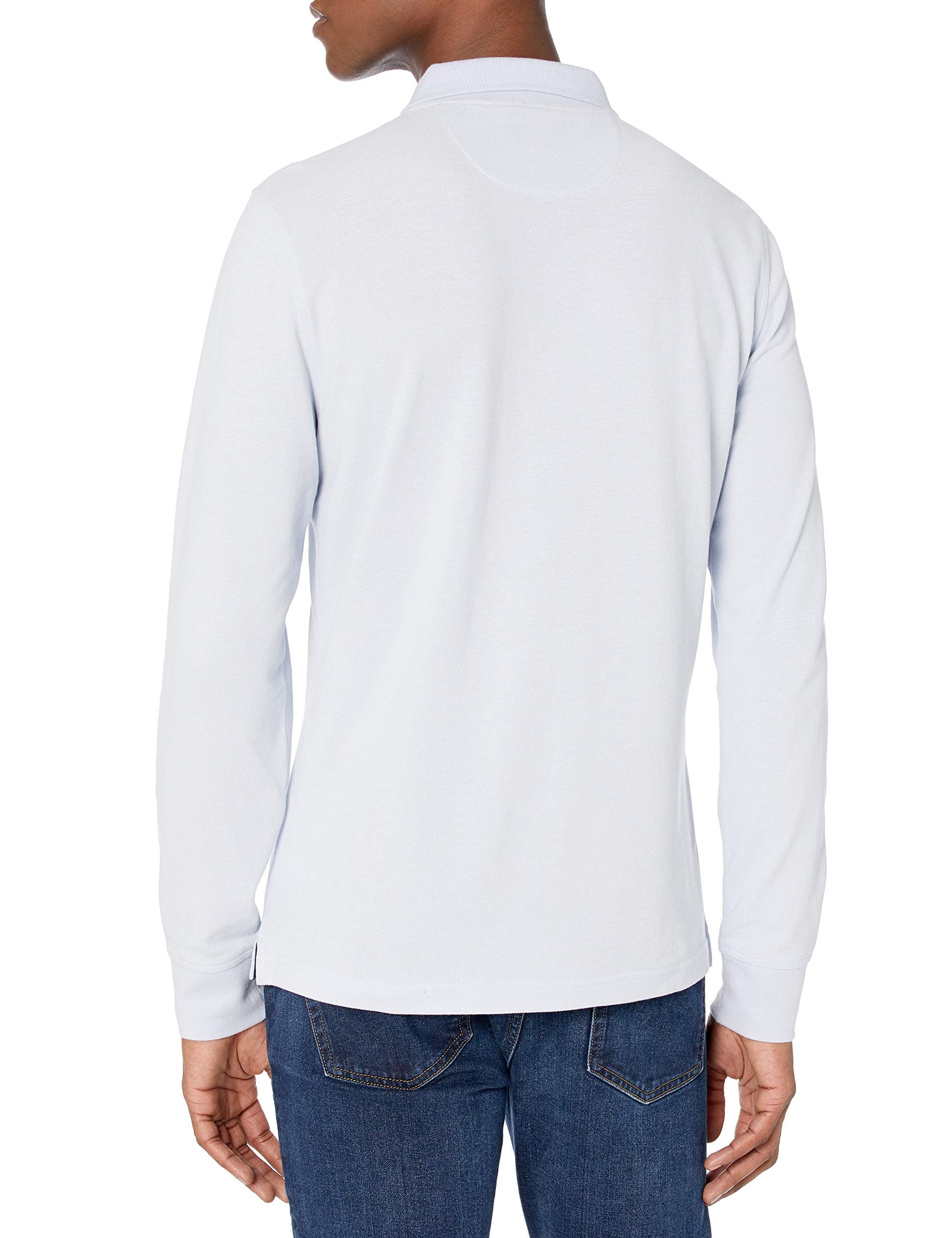 Amazon Essentials - Polo de piqué de manga larga ajustado para hombre, color azul claro, talla XG