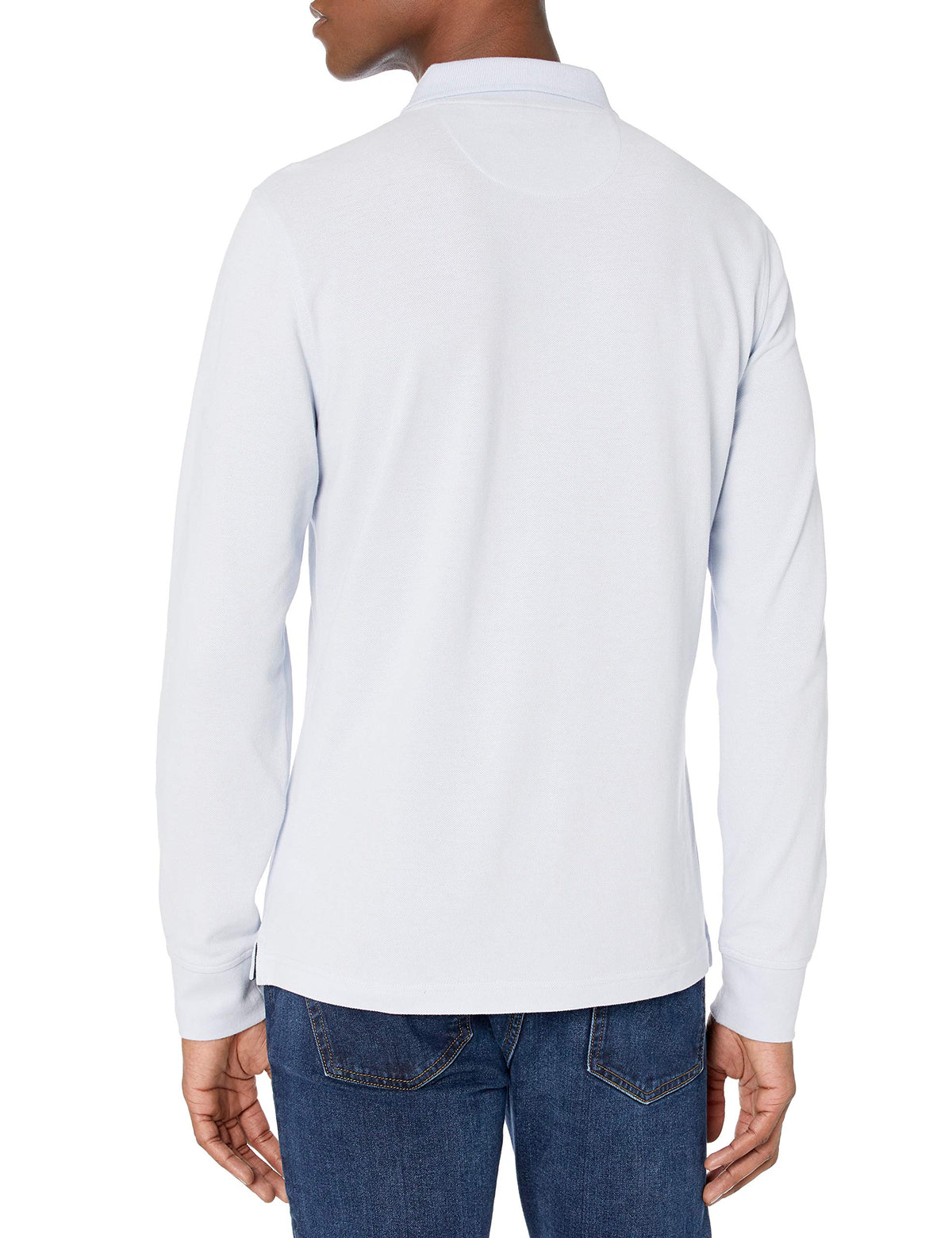 Amazon Essentials - Polo de piqué de manga larga ajustado para hombre, color azul claro, talla XG