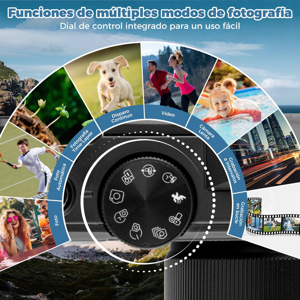 Cámara Digital 5K, Cámara Retro WiFi de 75 MP, Pantalla Giratoria de 3 Pulgadas, Camara de Vídeo UHD con Zoom Digital de 18 Aumentos y Enfoque Automático, Cámara Portátil de Viajes con Tarjeta 32GB SD