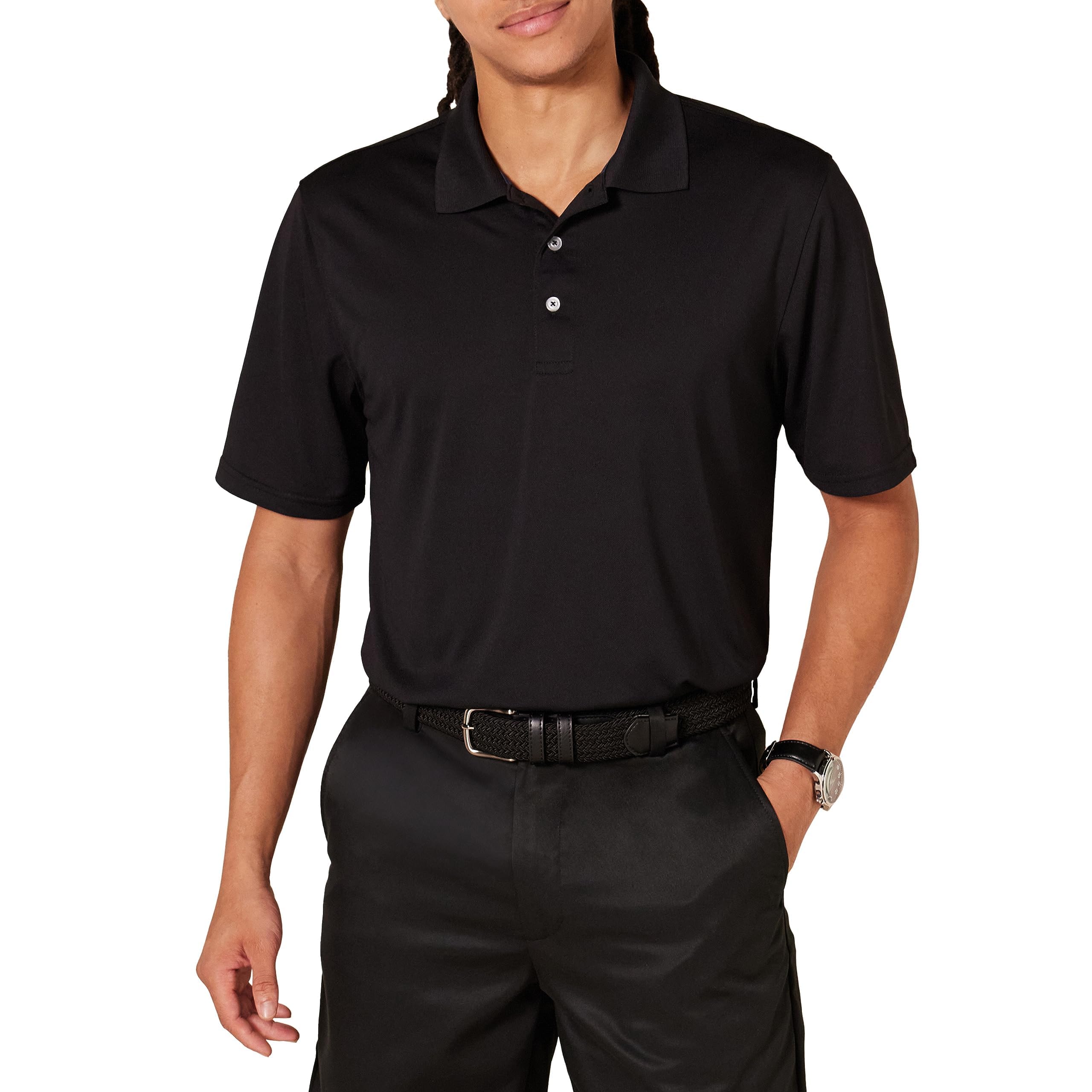 Amazon Essentials - Polo de golf de secado rápido para hombre (disponible en tallas grandes y altas), color negro, talla G