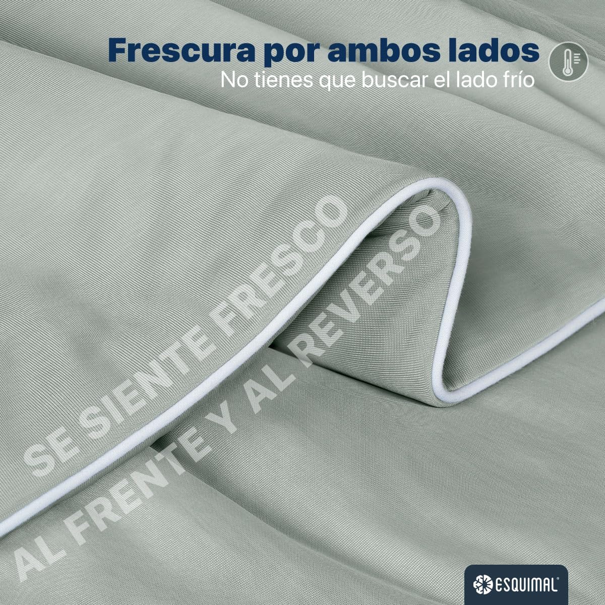 ESQUIMAL Cobija Refrescante FreshTouch + Fundas – Fría al Contacto, Ligera, Ideal para el Calor, Reduce 2-5°C, Certificado Oeko-Tex, Doble Vista (Verde, Matrimonial)