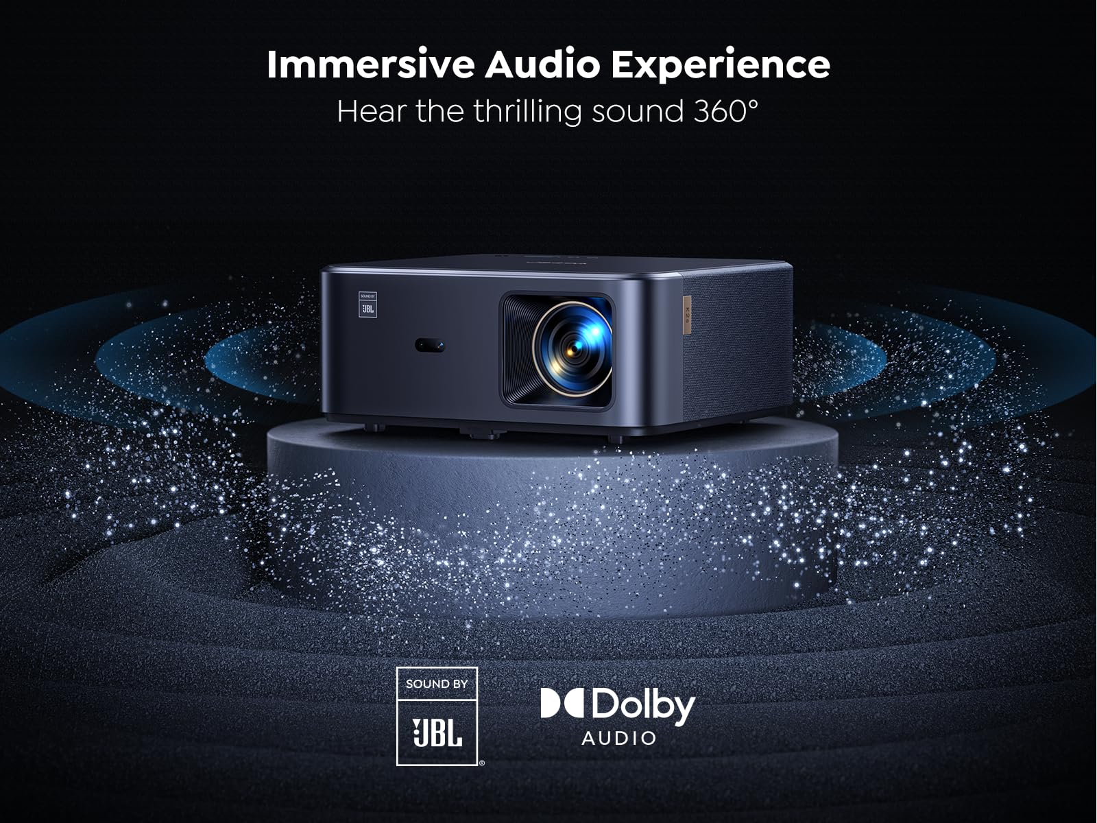 Proyector 4K con Google TV, proyector YABER K2s WiFi 6 Bluetooth, Sonido de JBL, Dolby Audio, Enfoque automático y Keystone, proyector de películas al Aire última intervensión Compatible con Netflix