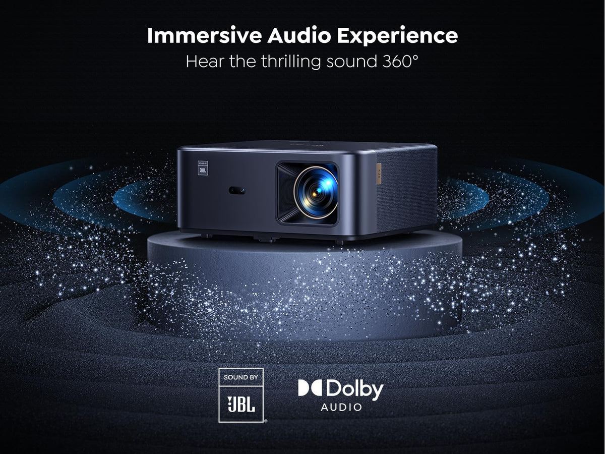 Proyector 4K con Google TV, proyector YABER K2s WiFi 6 Bluetooth, Sonido de JBL, Dolby Audio, Enfoque automático y Keystone, proyector de películas al Aire última intervensión Compatible con Netflix