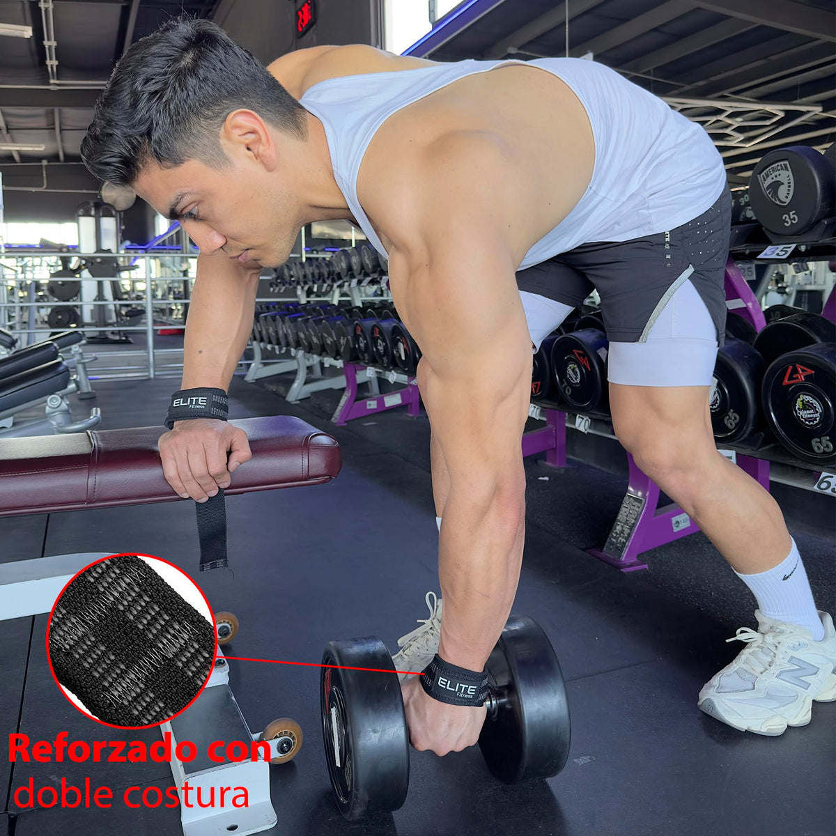 Elite Fitness Correas acolchonadas para Levantamiento de Pesas, Straps para Gimnasio (PAR), Correas de Soporte, Straps de Gym para Proteccion de Dedos y muñecas (Negro)