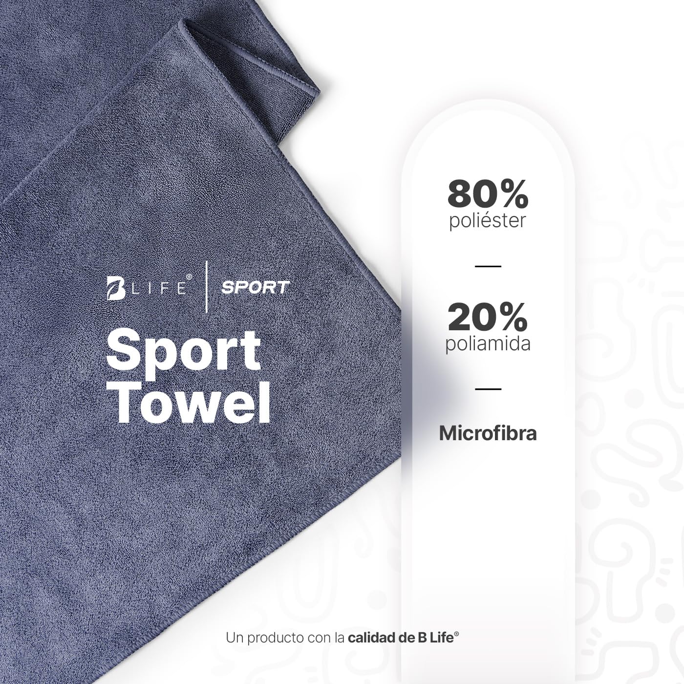 B Life | Toalla Deportiva Absorbente | Kit 5 Toallas Negro/Gris | Secado Rápido | Compacta y fácil de Transportar.