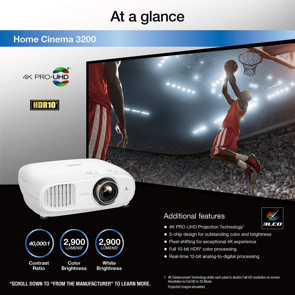 Epson Home Cinema 3200 4K Pro-UHD Proyector de 3 Chips con HDR