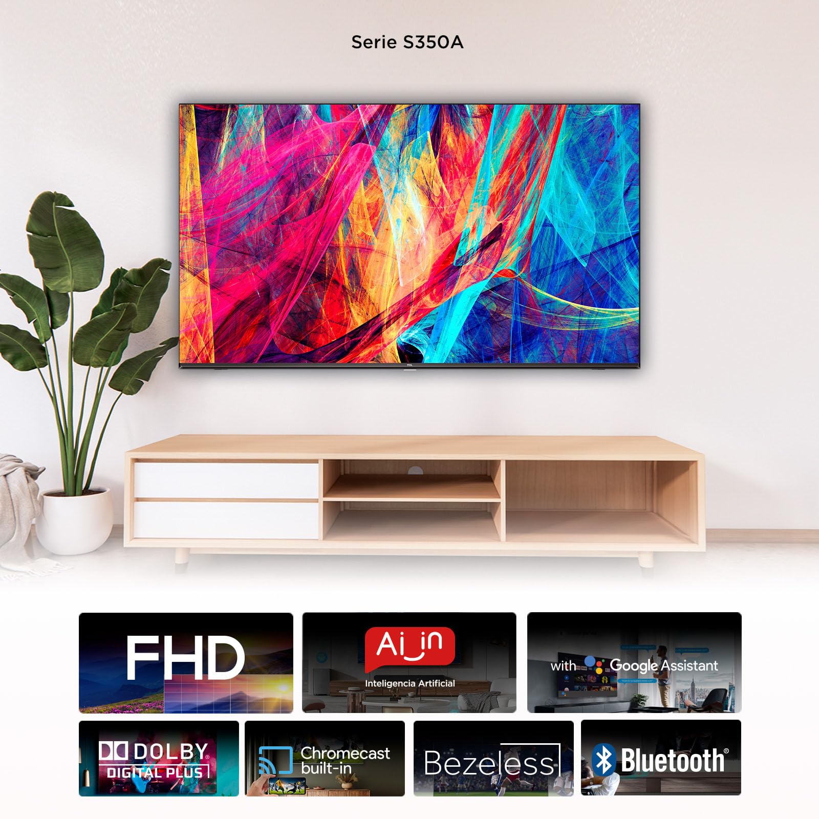 TCL Smart TV Pantalla 43" 43S350A Android TV FHD 2K Compatible con Alexa