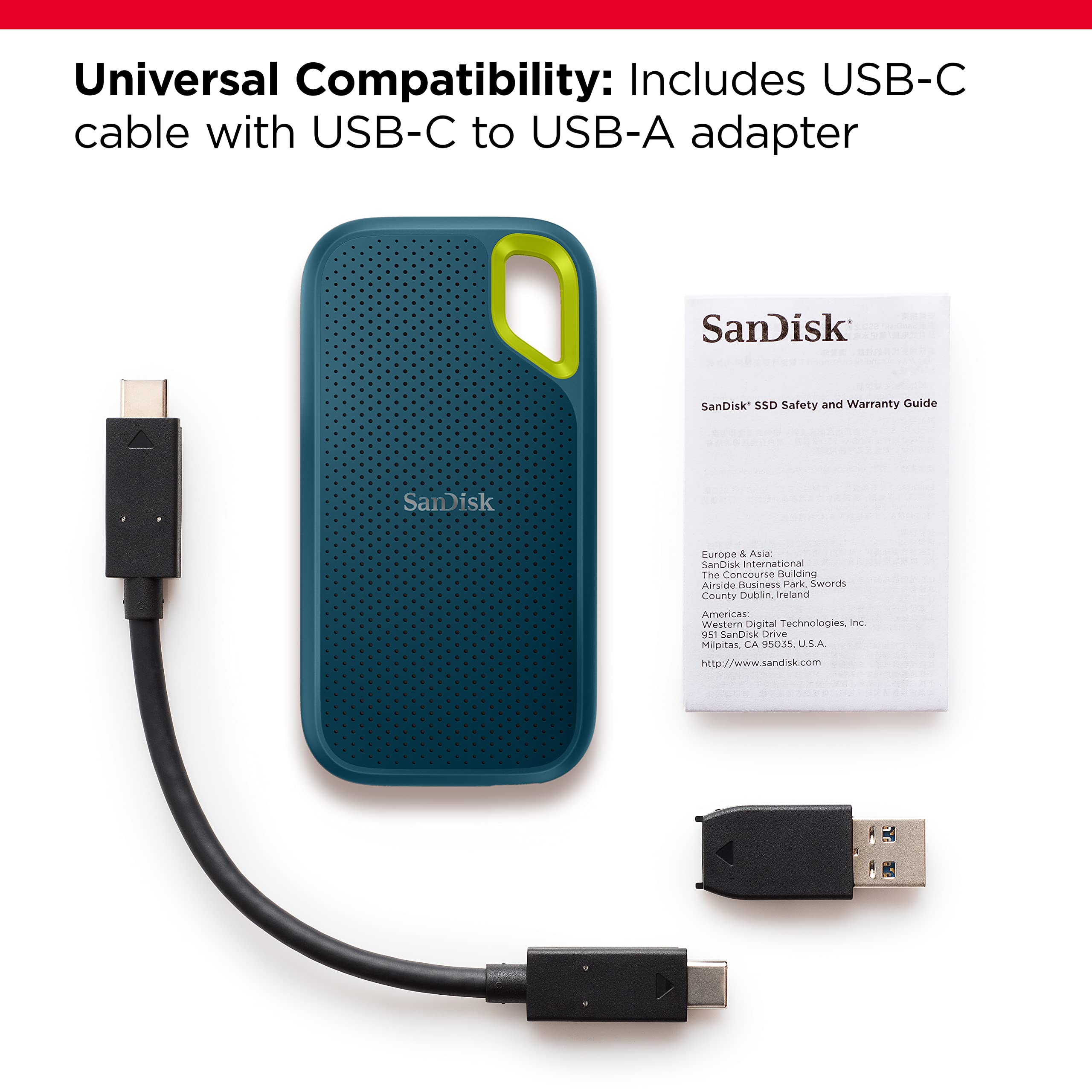 SanDisk - SSD portátil Extreme de 4 TB - hasta 1050 MB/s - USB-C, USB 3.2 Gen 2 - Unidad Externa de Estado sólido - SDSSDE61-4T00-G25M