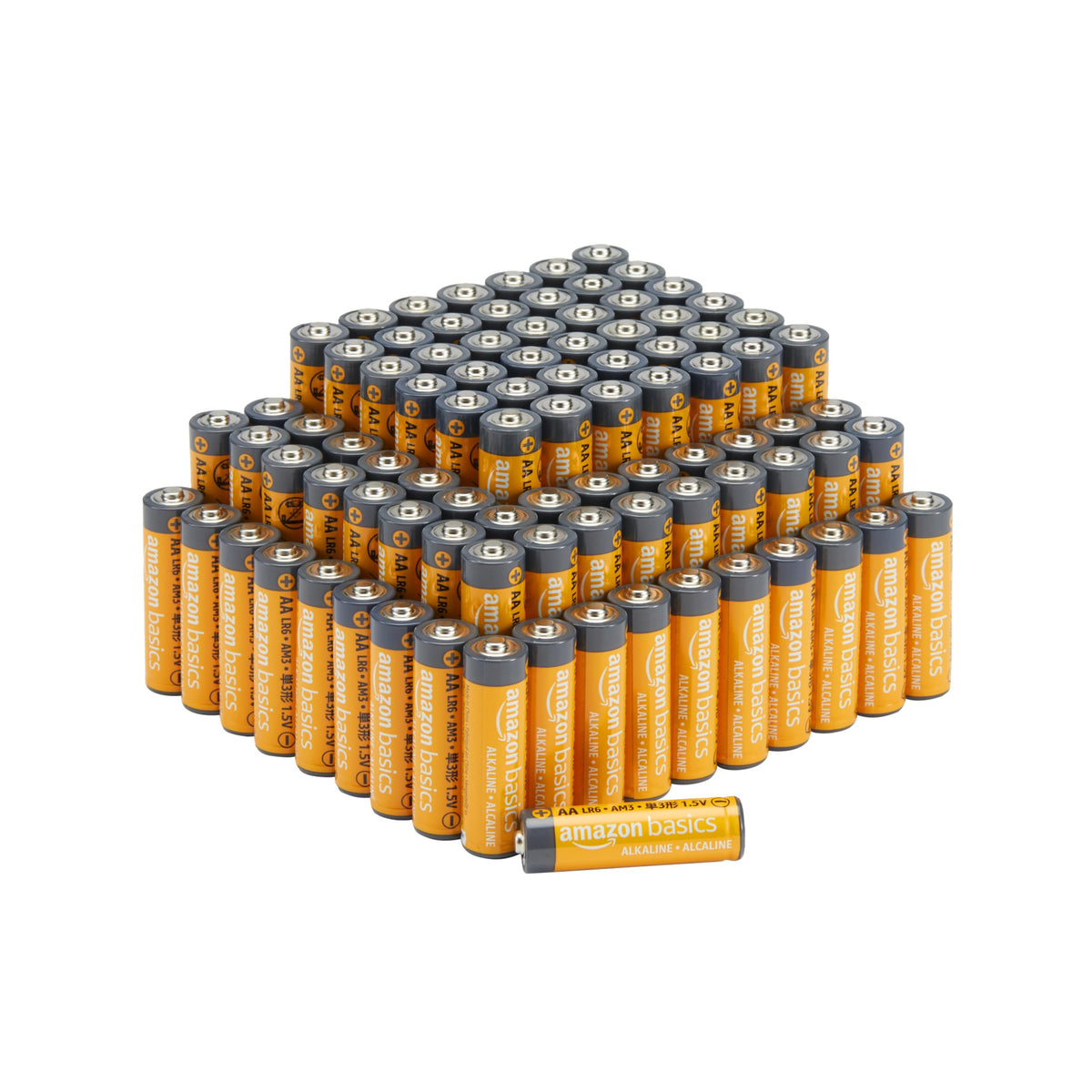 Amazon Basics - Paquete de 100 pilas alcalinas económicas de alto rendimiento AA