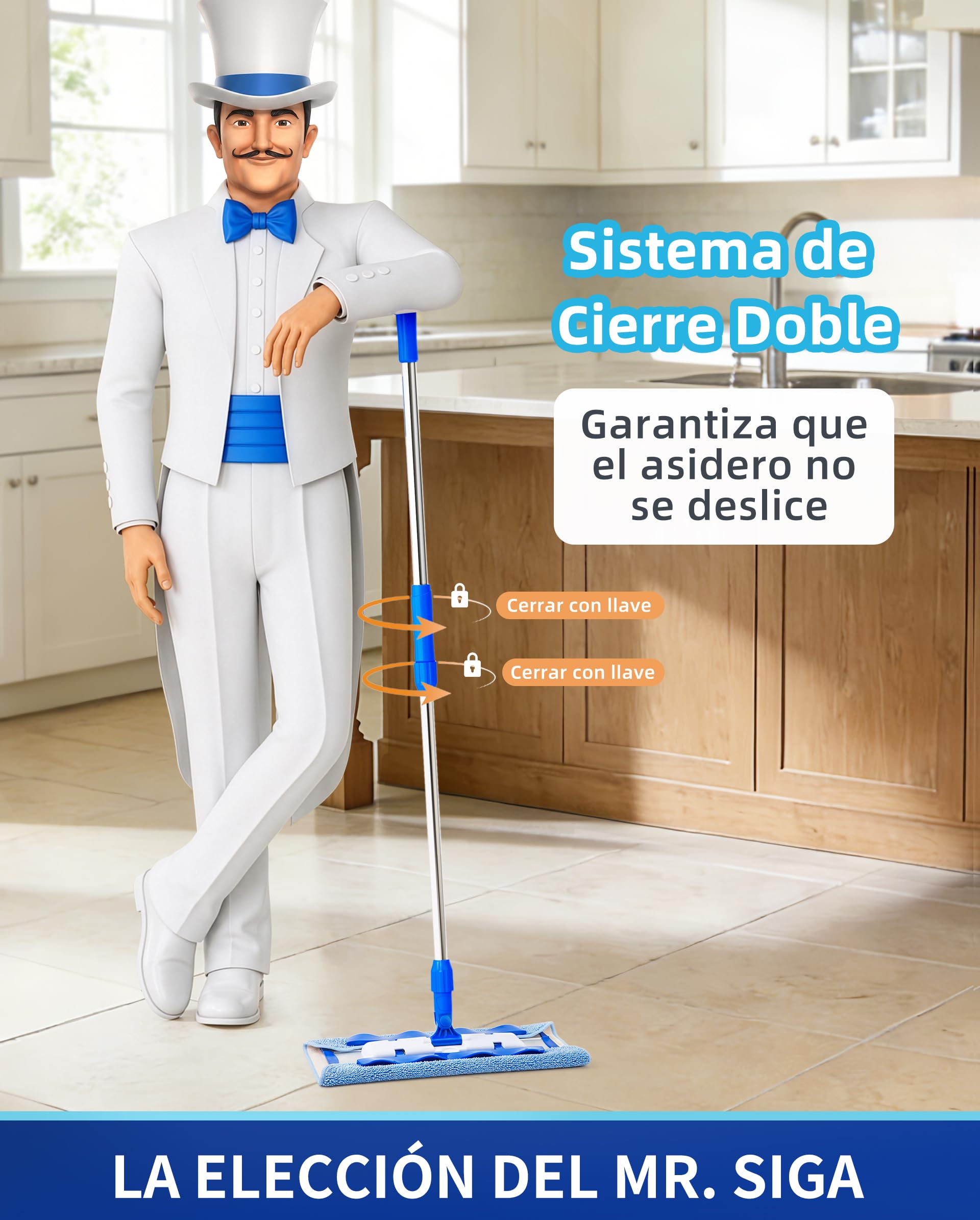 MR.SIGA Fregona Microfibra Profesional para Suelos Madera y Laminados