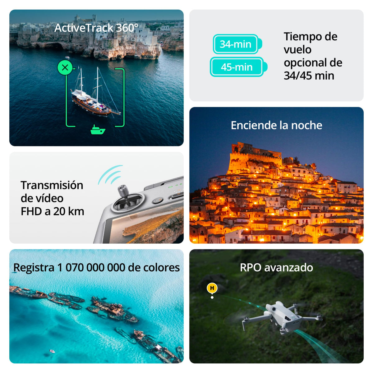 Pack DJI Mini 4 Pro Vuela Más Plus con DJI RC 2 (control remoto con pantalla), cámara de vídeo 4K HDR para adultos, con 2 baterías de vuelo inteligentes adicionales para 45 min de tiempo de vuelo