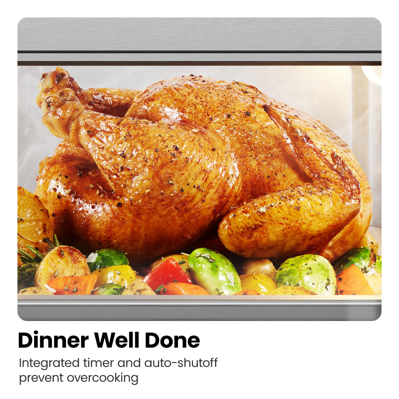 Chefman Combo de horno tostador de freidora de aire, 7 en 1, horno de convección extra grande de 18 L, cocinar una pizza de 10 pulgadas, temporizador integrado, apagado automático, acero inoxidable