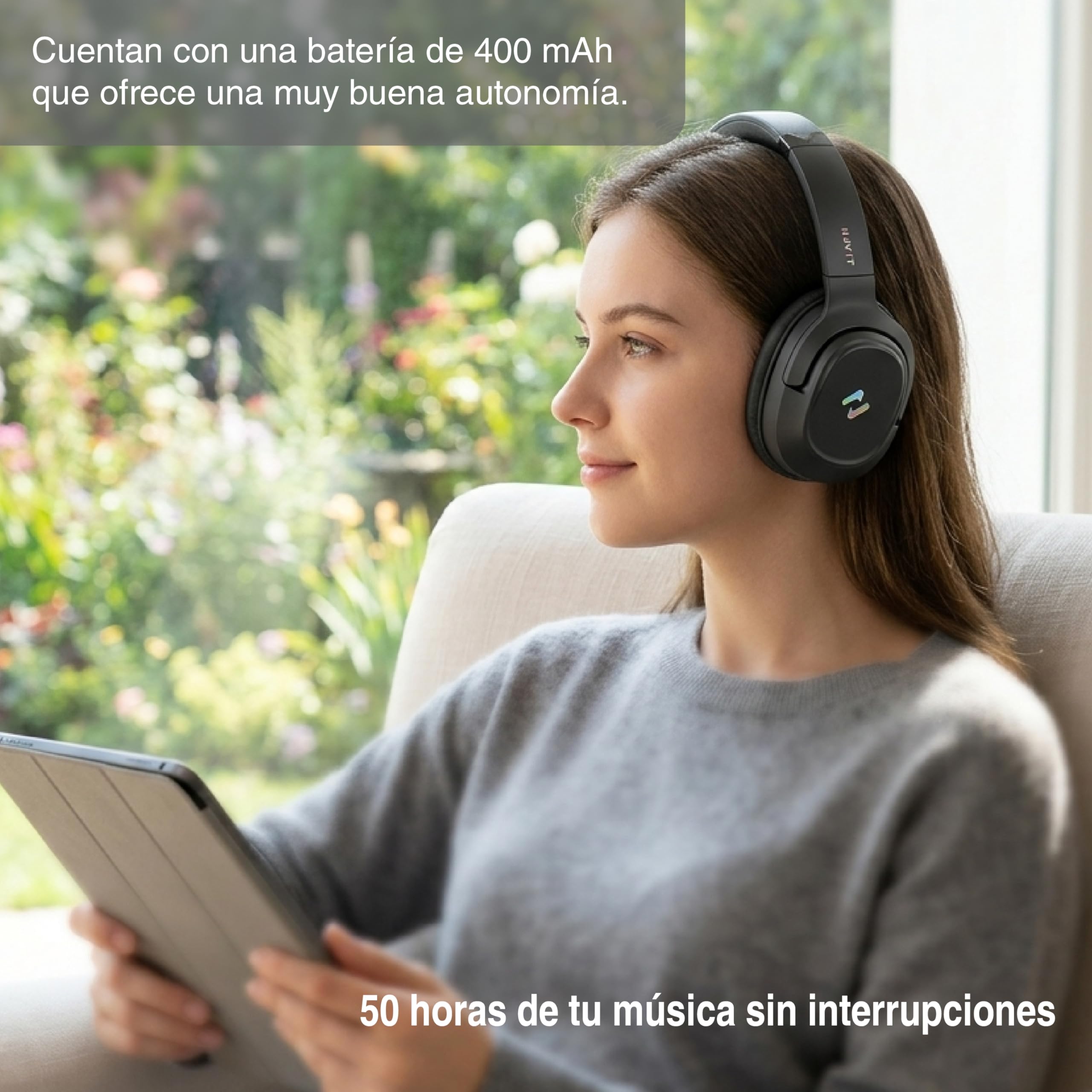 havit Audífonos Bluetooth H612BT Pro Over Ear con Cancelación de Ruido ANC, Auriculares Inalámbricos Diadema, 50 Horas Batería, Modo Baja Latencia 60ms, Micrófono, App Multidispositivo - Onyx Black