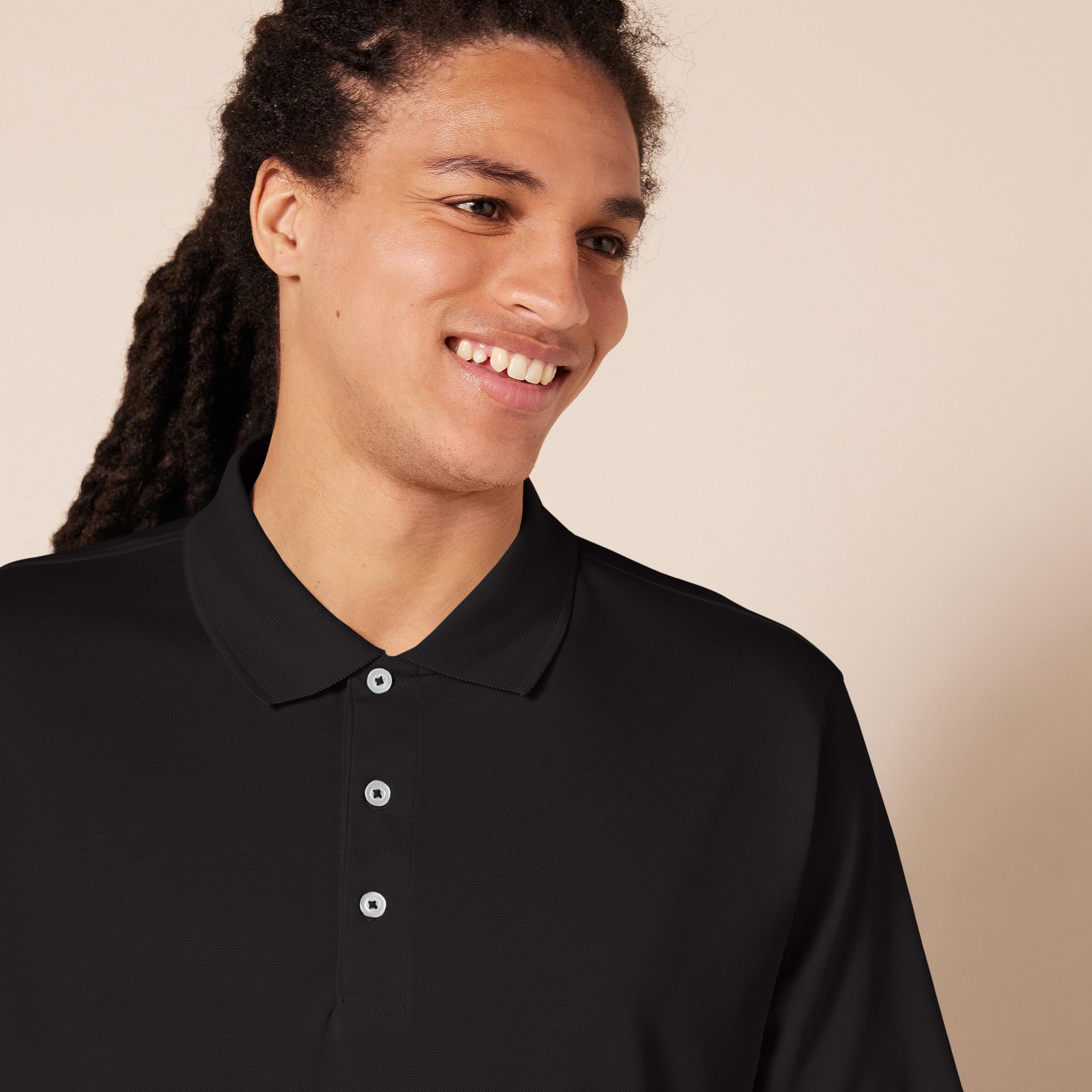 Amazon Essentials - Polo de golf de secado rápido para hombre (disponible en tallas grandes y altas), color negro, talla G