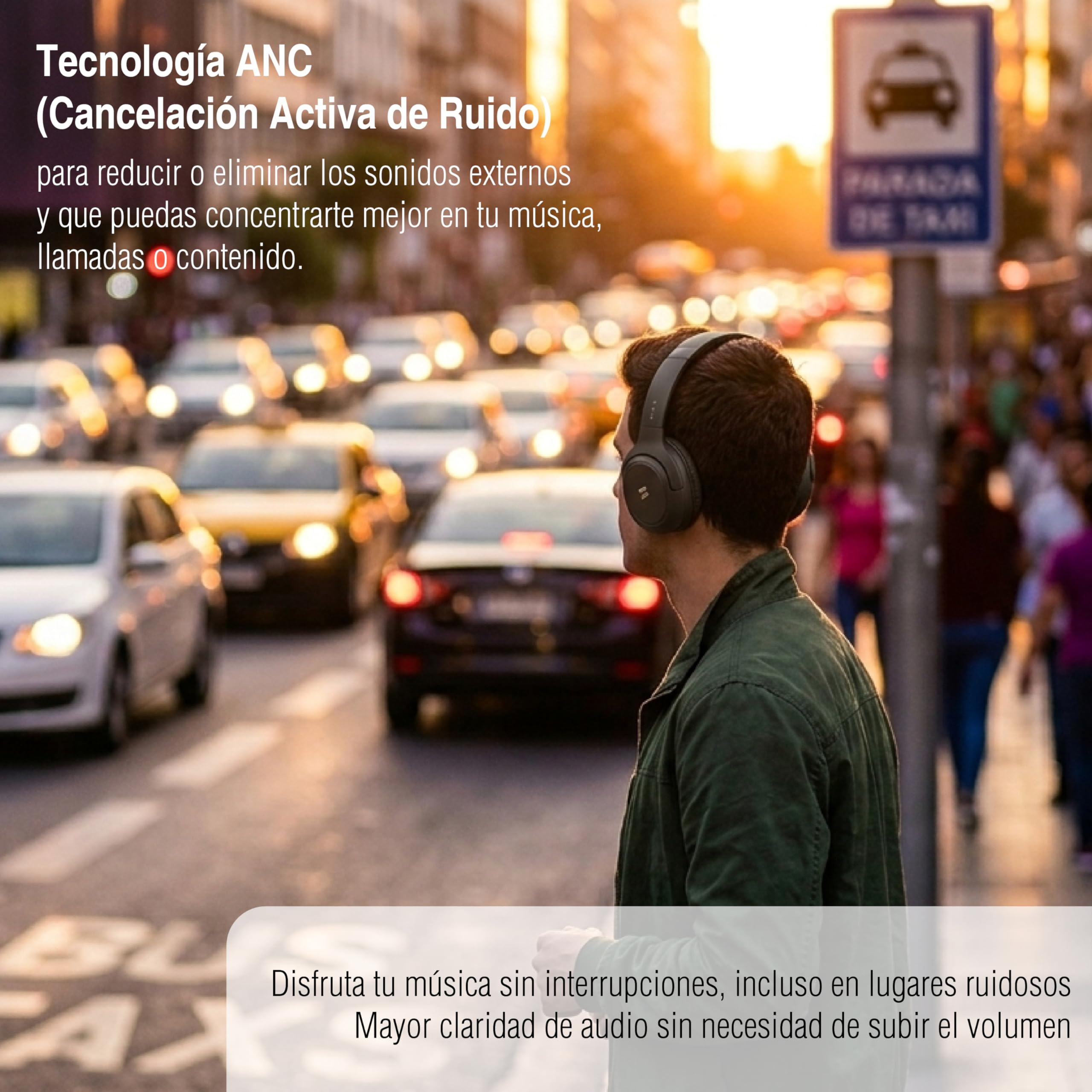 havit Audífonos Bluetooth H612BT Pro Over Ear con Cancelación de Ruido ANC, Auriculares Inalámbricos Diadema, 50 Horas Batería, Modo Baja Latencia 60ms, Micrófono, App Multidispositivo - Onyx Black