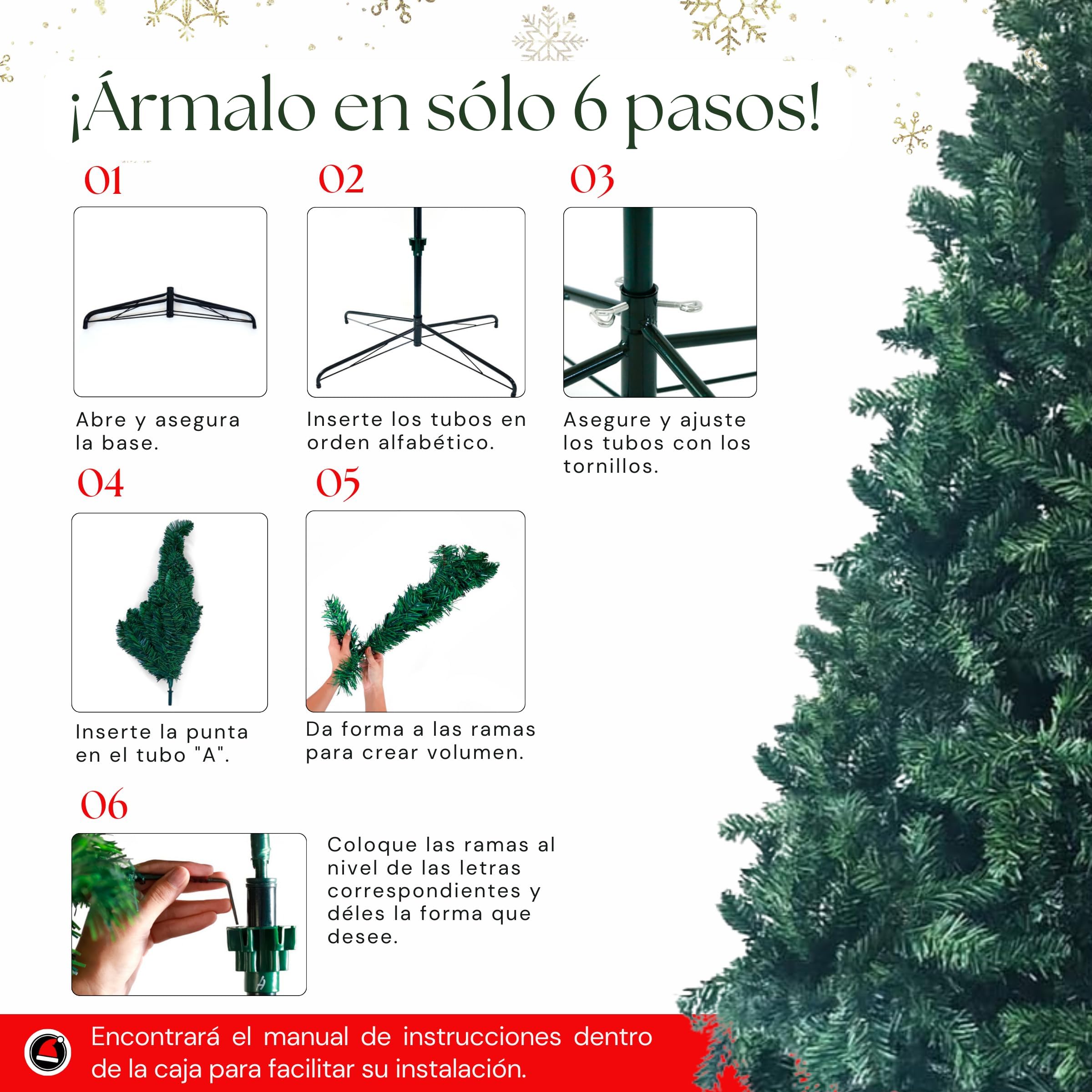 EL SANTA Árbol de Navidad Tradicional Color Verde, de 1.50 Metros de Altura, Hoja Tradicional, fácil de armar, Apariencia Completamente Natural, práctico y Ligero, Color Verde (1.50 M)