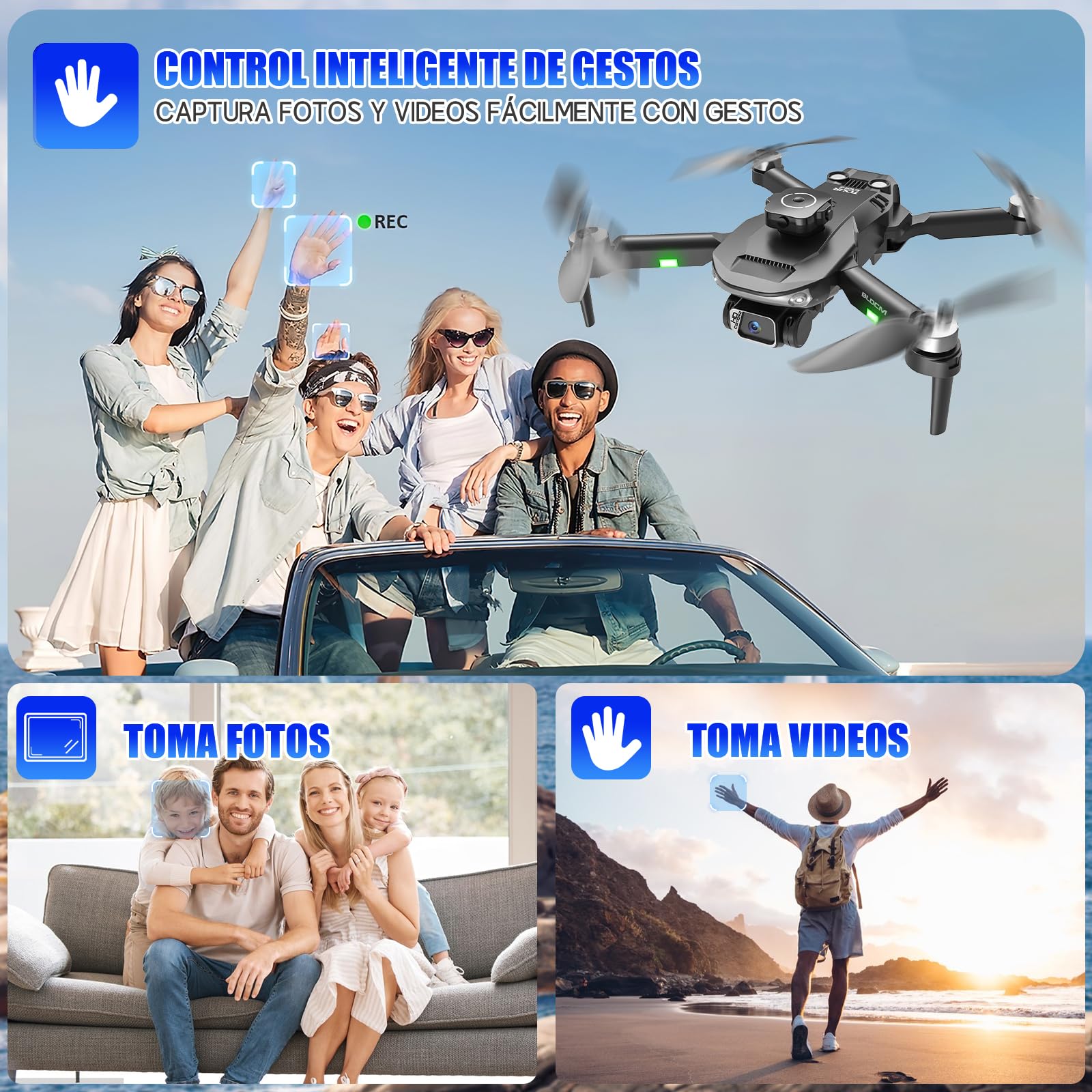 DAQI Drone con Cámara 8K, S165 Mini Drone con Motor sin Escobillas, 2 Baterías, Funda Protectora, Vuelo de Trayectoria y Evitación Inteligente de Obstáculos, Drone para Niños Adultos Principiantes