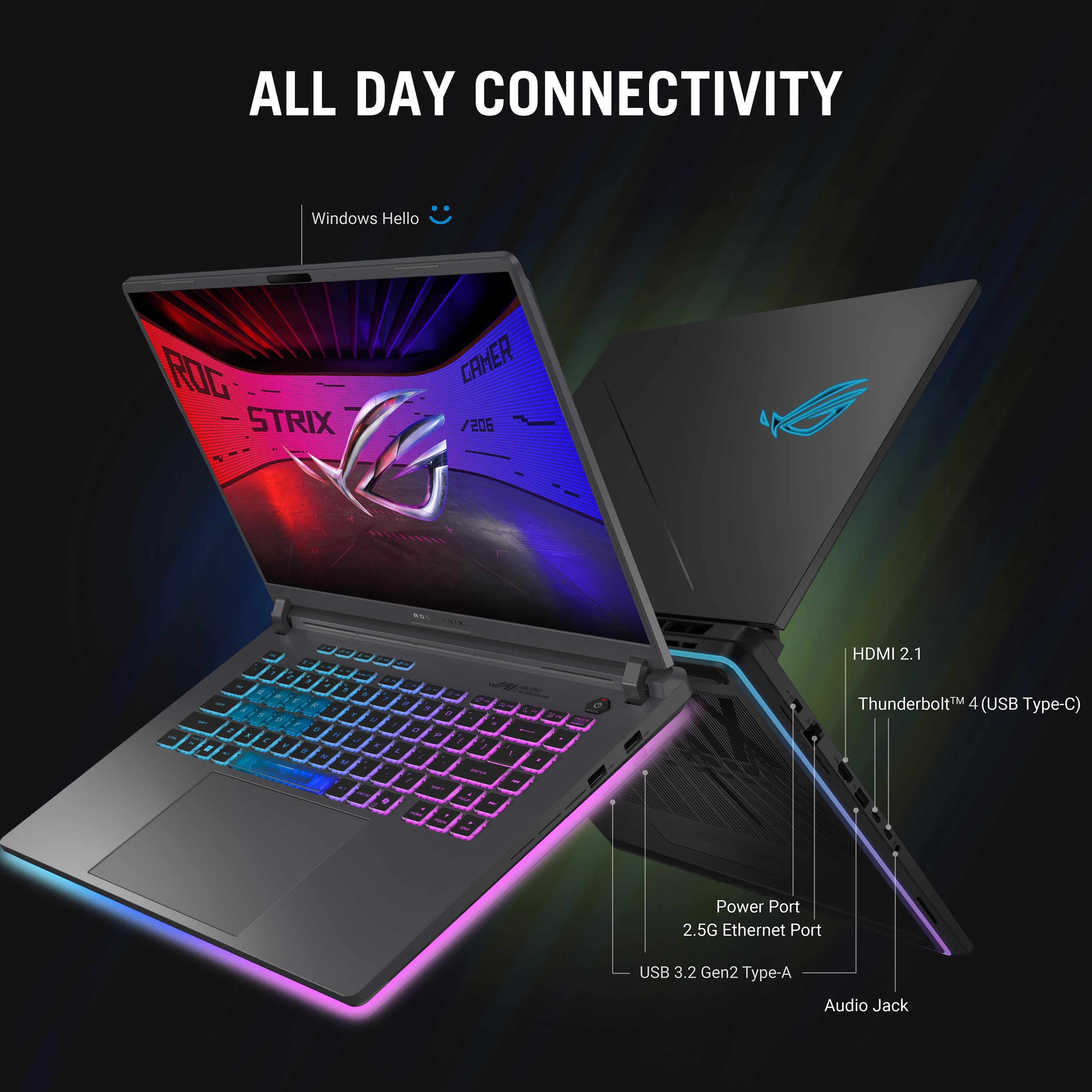 ASUS ROG Strix G16 (2025) Laptop para juegos, visualización FHD+ 16:10 de 165 Hz/3 ms, GPU NVIDIA® GeForce RTX™ 5050, procesador Intel® Core™ i7 14650HX, DDR5 de 16 GB, SSD PCIe Gen 4 de 1 TB, Wi-Fi 8