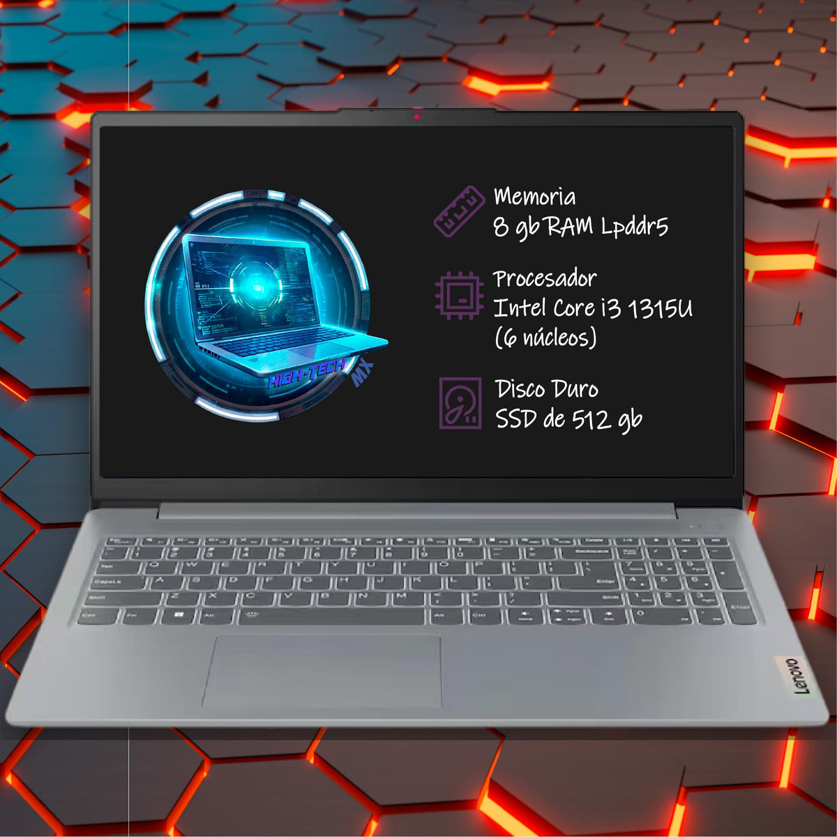 Laptop Lenovo Slim 3i 82XB00C2US Core i3 8GB 128GB 15.6" Gris