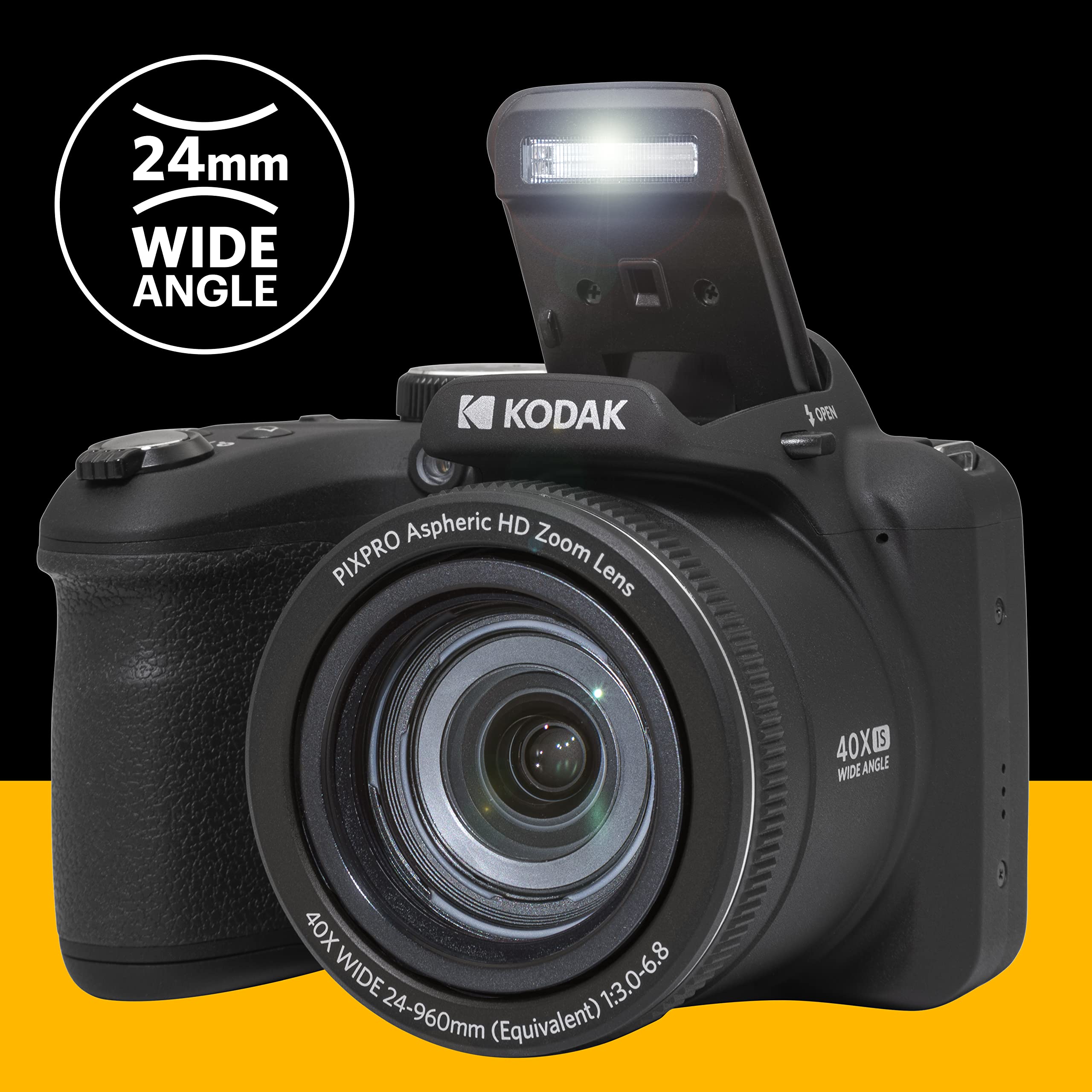 KODAK PIXPRO AZ405-BK Cámara Digital de 20 MP, Zoom óptico de 40 X, Lente Gran Angular de 24 mm, estabilización óptica de Imagen, 1080P, Full HD, Video, cámara LCD de 3 Pulgadas, Color Negro