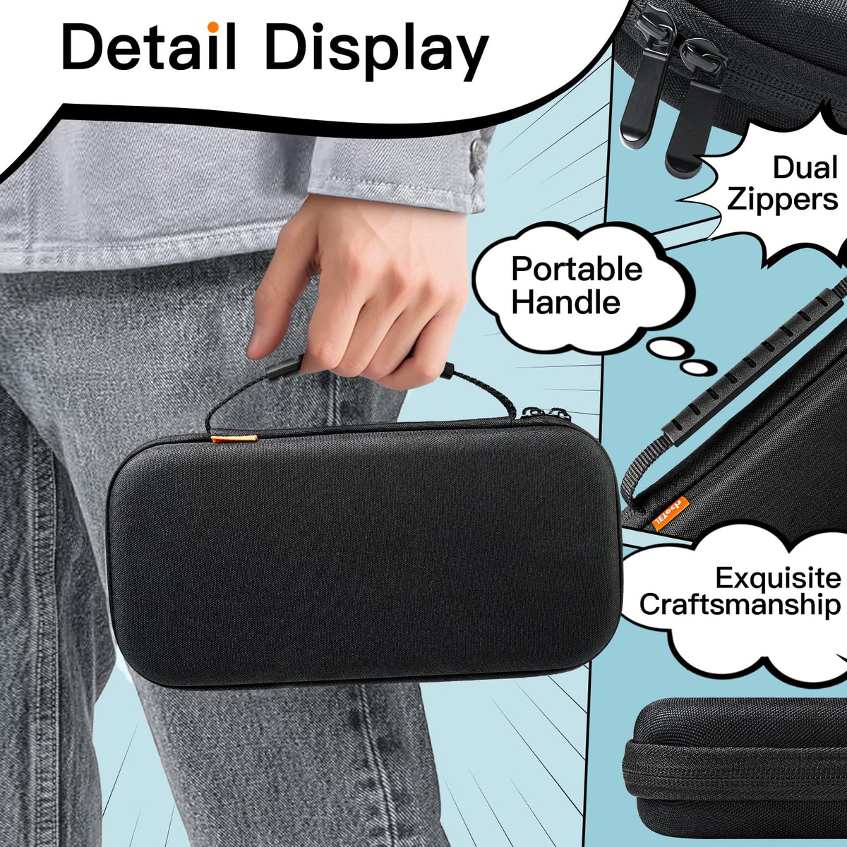JETech Estuche Transporte para Nintendo Switch 2 (2025) 7.9 Pulgadas, Bolsa Viajar Portátil Dura Caparazón con 10 Ranuras para Tarjetas Juego y Bolsillo Accesorios, Anti-Arañazos (Negro)