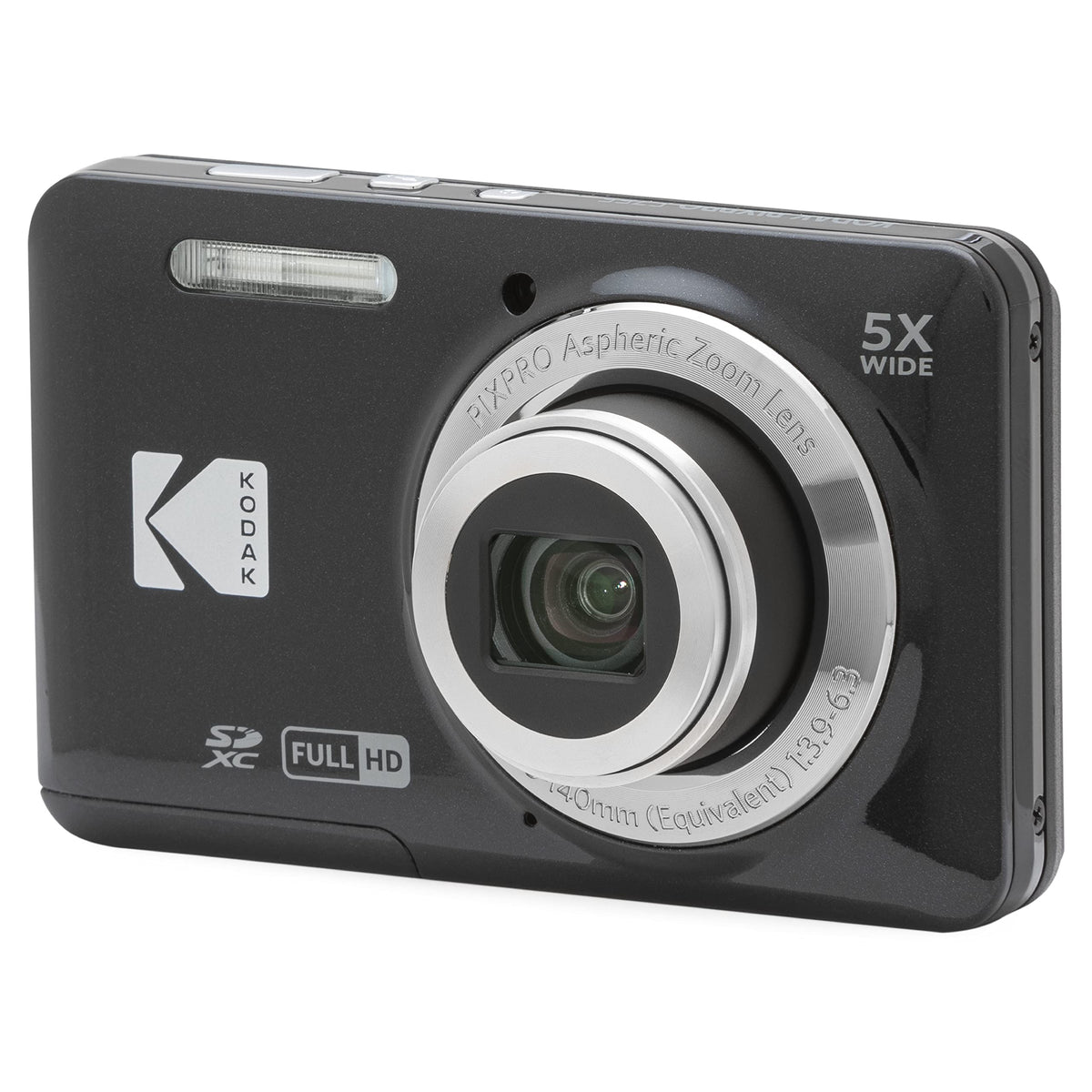KODAK PIXPRO FZ55-BK Cámara Digital de 16 MP, Zoom óptico de 5 x 28 mm, Gran Angular, 1080P, Full HD, Video, cámara de vlogging LCD de 2.7 Pulgadas, Color Negro