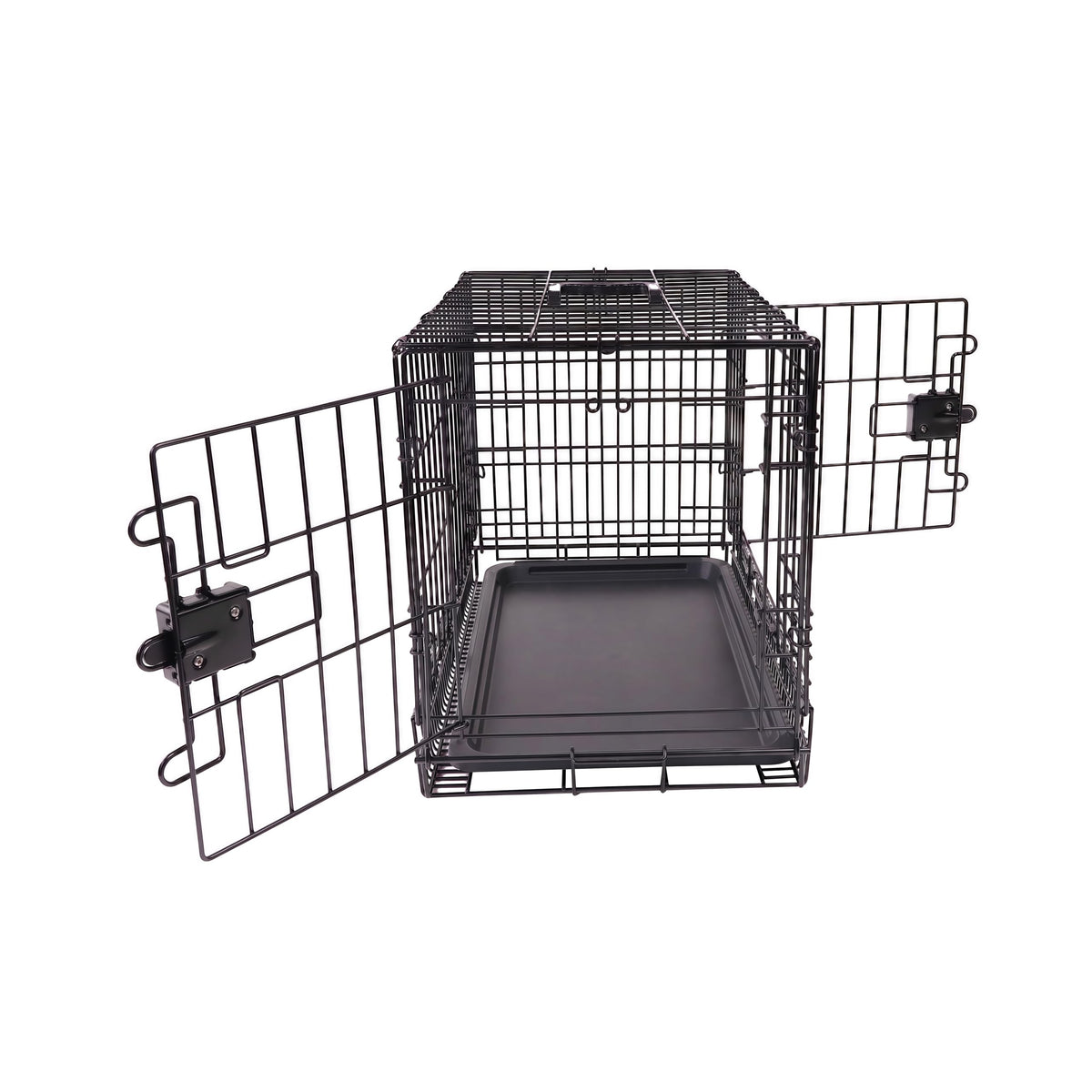 Amazon Basics - Caja plegable de alambre de metal para perro con bandeja, puerta doble, 30 pulgadas