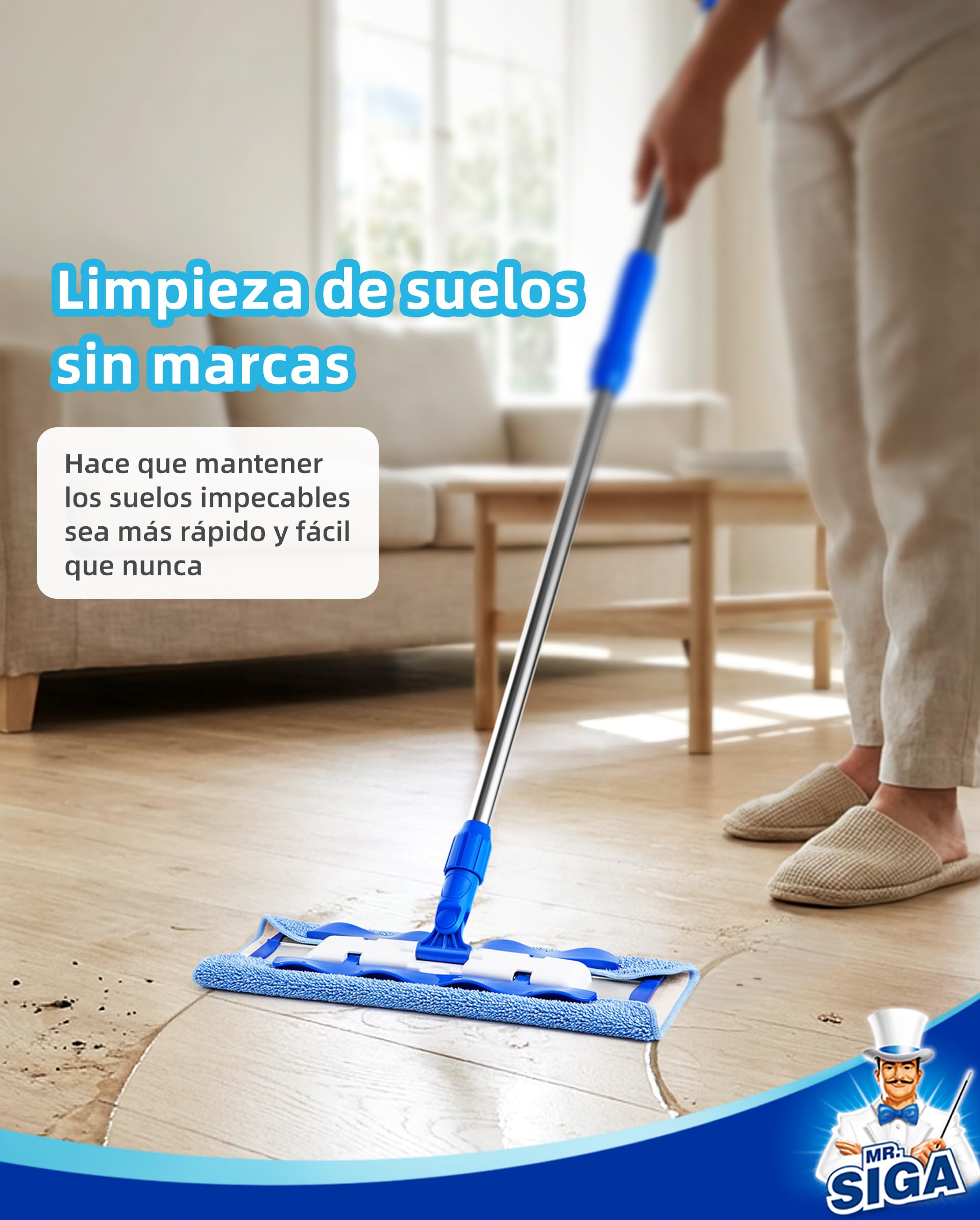 MR.SIGA Fregona Microfibra Profesional para Suelos Madera y Laminados