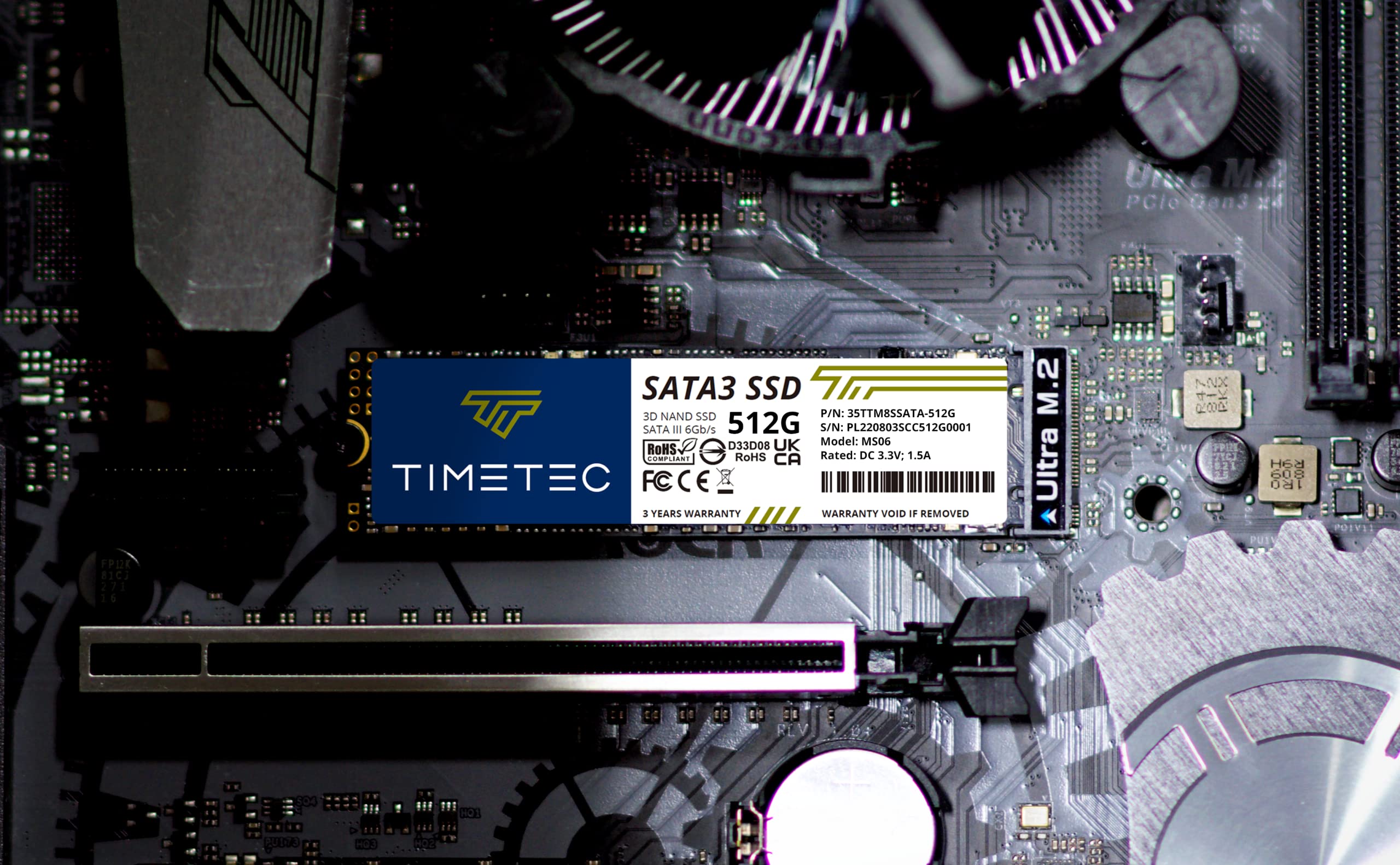 Timetec 512GB Unidad de Estado sólido Interna SSD 3D NAND TLC SATA III 6Gb/s M.2 2280 NGFF 256TBW Lectura 550MB/s SLC Cache Performance Boost para PC computadora portátil y de Escritorio (512GB)