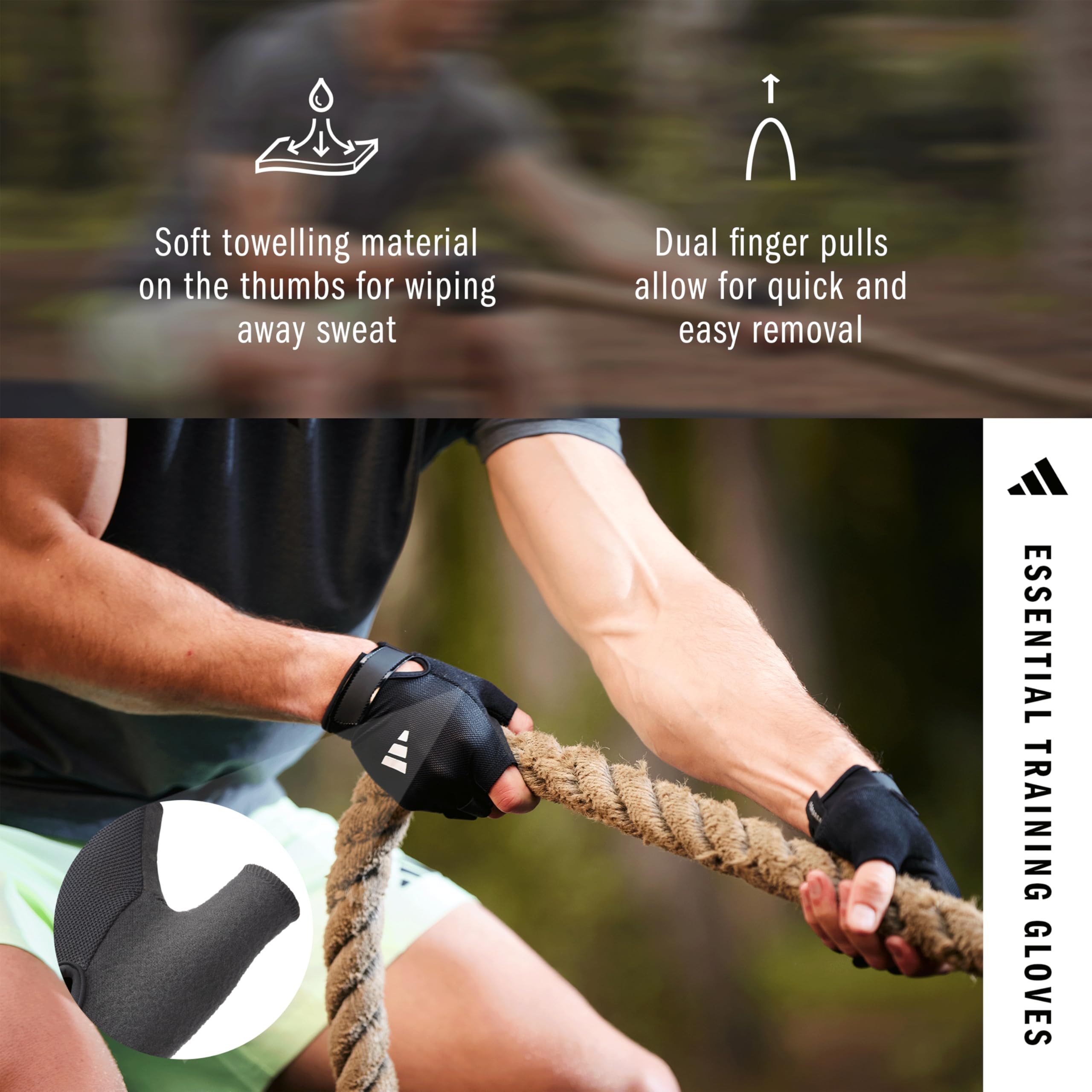 adidas Guantes de Entrenamiento Esenciales: tecnología Aeroready Que Absorbe la Humedad Junto con una Palma Extremadamente cómoda y Duradera de Ante sintético