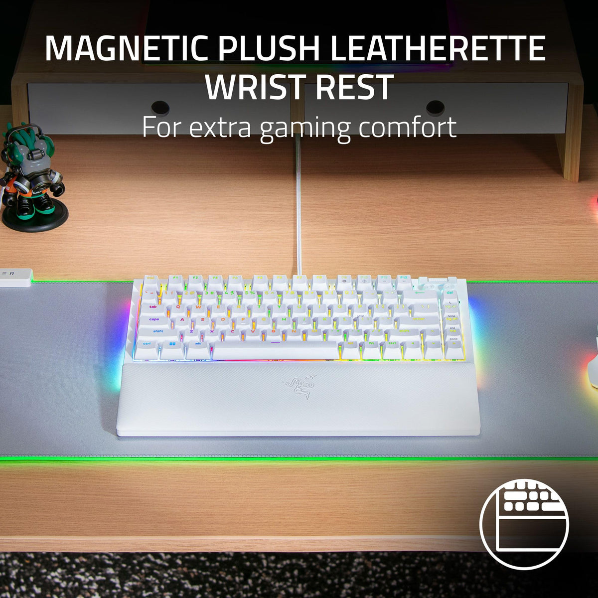Razer BlackWidow V4 75% Teclado mecánico alámbrico Blanco PC Gamer, Diseño intercambiable , compacto y duradero, interruptores táctiles naranjas, Chroma RGB, tecla rodillo y medios (Reacondicionado)
