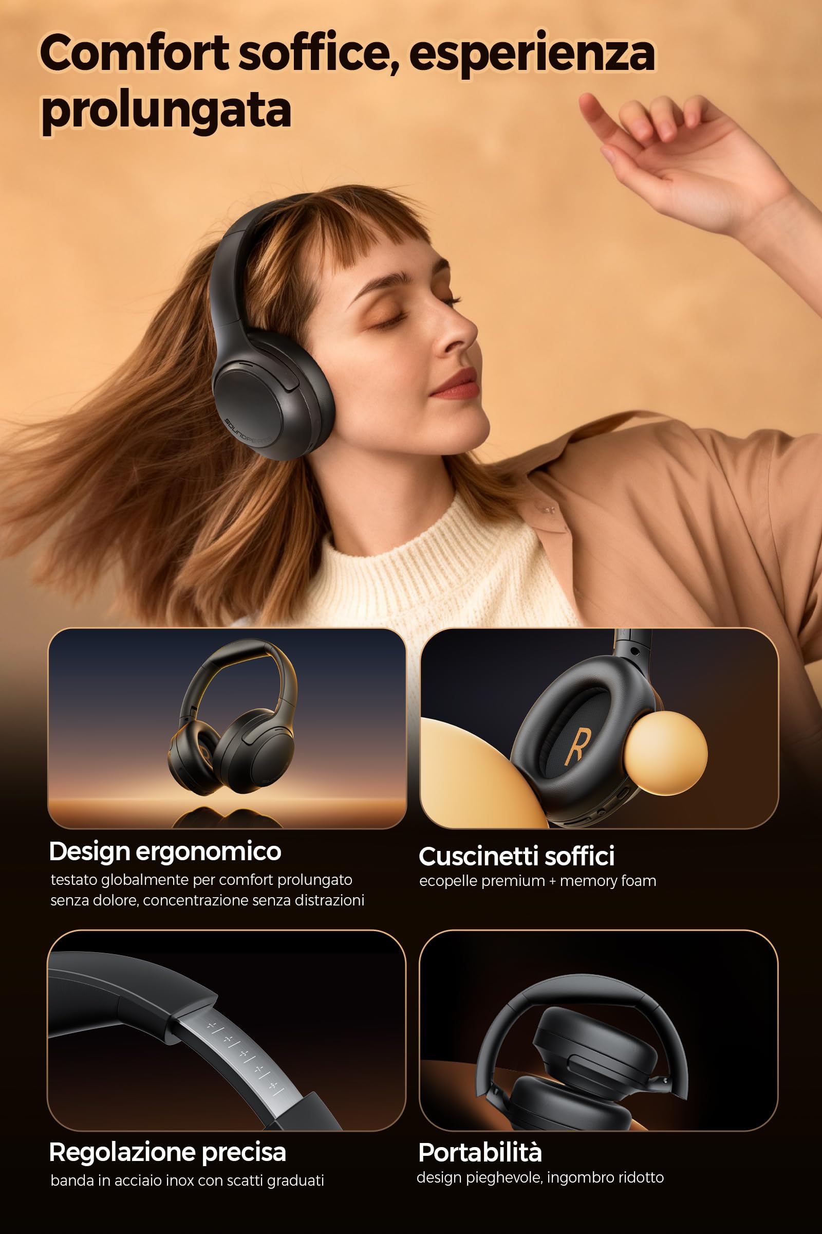 SoundPEATS Cove Pro + C30 Audífonos Inalámbricos Over-Ear e In-Ear Hi-Res, ANC Híbrida Adaptativa, Bluetooth 6.0, Audio Premium