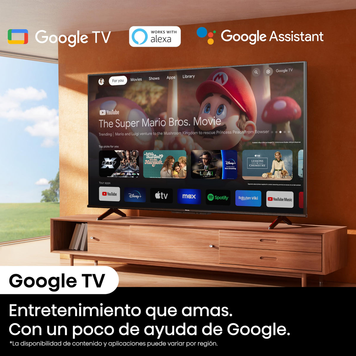 Hisense Television U6N Pantalla 65 Pulgadas,Mini-LED Smart Google TV UHD 4K,Control Remoto por Voz con Alexa,Hi-View Engine,Dolby Vision Atmos,Total HDR Solution, mira TV en Vivo sin Cable