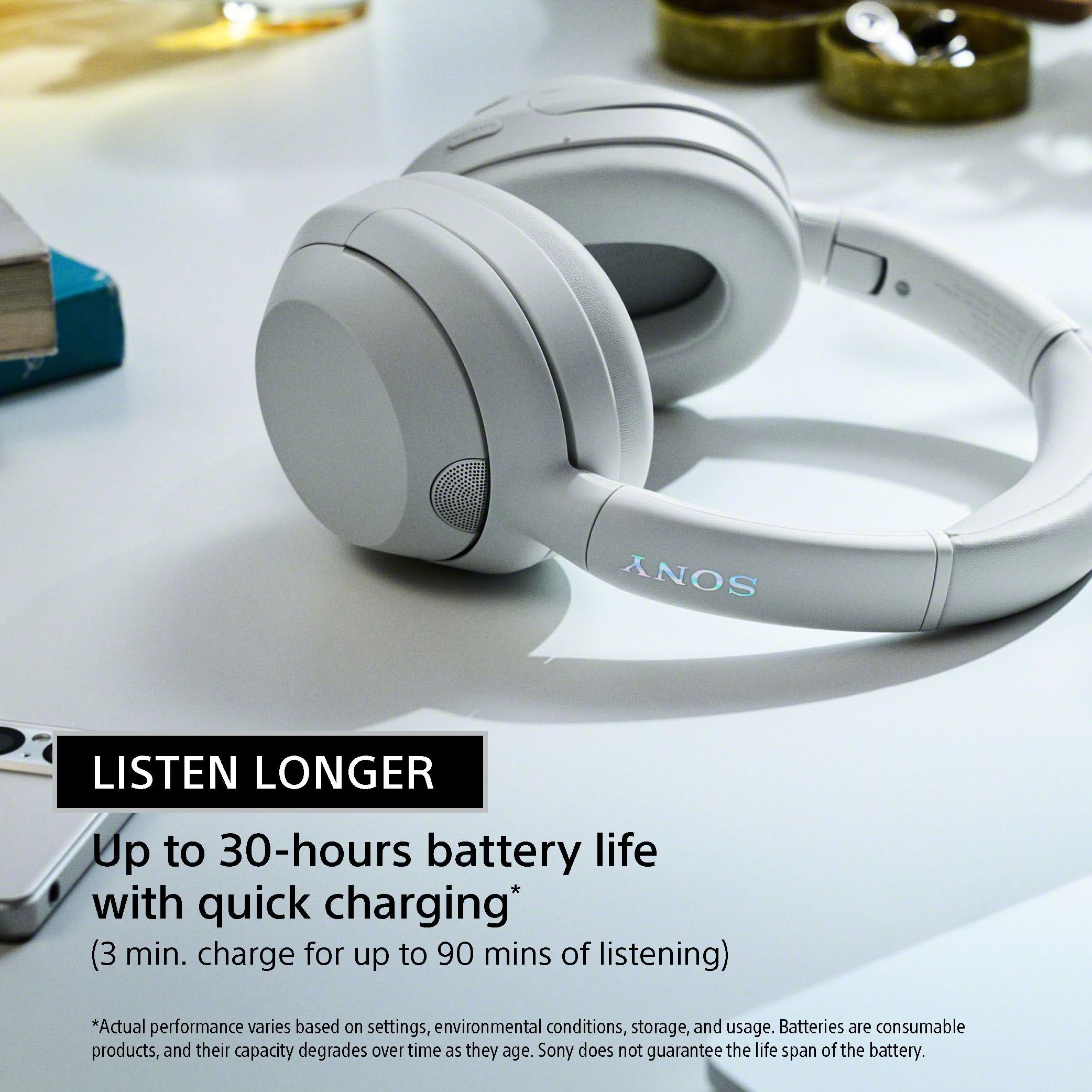 Sony ULT Wear Auriculares Bluetooth supraaurales con cancelación de Ruido, 30 Horas de batería, Bajos potentes, Control por Voz Alexa, Gris ULT900N