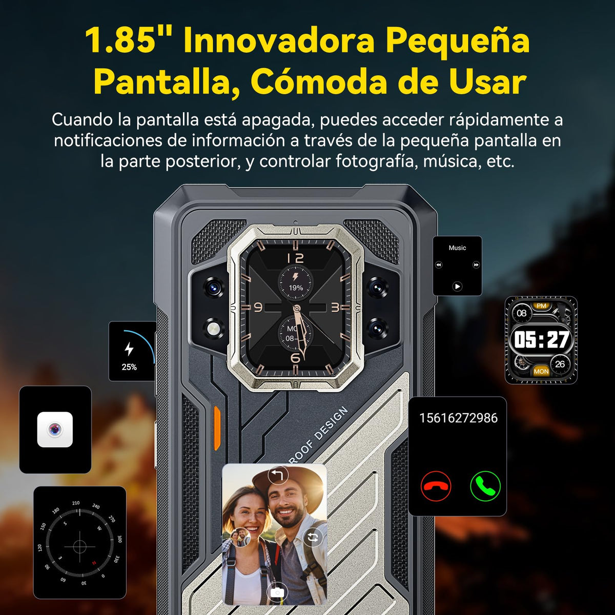 CUBOT Celular KingkongX Pro, 5G Rugged Smartphone Android 14, 24GB(12+12) RAM 256GB ROM,10200mAh 6.72" HD+ Pantalla Phone,IP68/144Hz/NFC/Huella Dactilar/Face ID