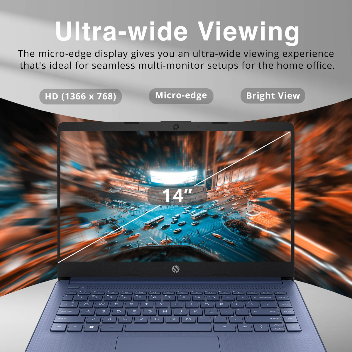 HP Portátil HD de 14 Pulgadas, Windows 11, procesador Intel Celeron de Doble núcleo de hasta 2.60 GHz, 4 GB de RAM, 64 GB SSD, cámara Web, Dale Pink (reacondicionado) (Azul Dale