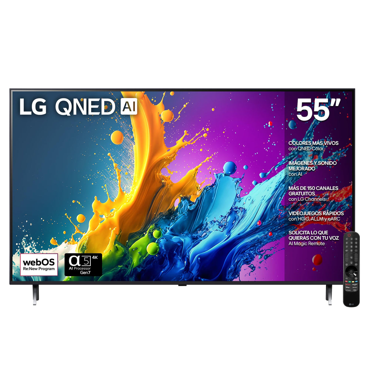 LG Pantalla QNED 55 Pulgadas 4K Smart TV 2024 ThinQ AI 55QNED80TSA