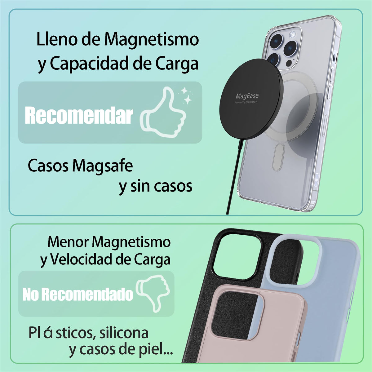 YOXINTA Cargador mag-Safe Cargador Inalámbrico iPhone Magnético mag-Safe Charger, 15W Wireless Charger Compatible con iPhone 16/15/14/13/12 Series and AirPods 3/2/Pro (Blanco)