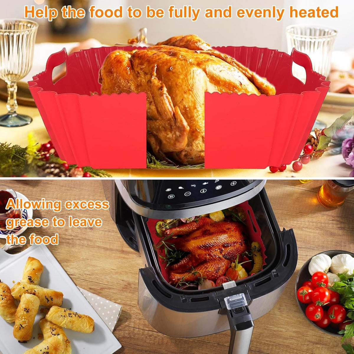 ZENSUKYE Air Fryer Silicona 9Pcs Kit, Silicona para Freidora de Aire, Accesorios Freidora de Aire, Bandeja para Hornear Reutilizable, para Cocina, Microondas, Baking, Horno