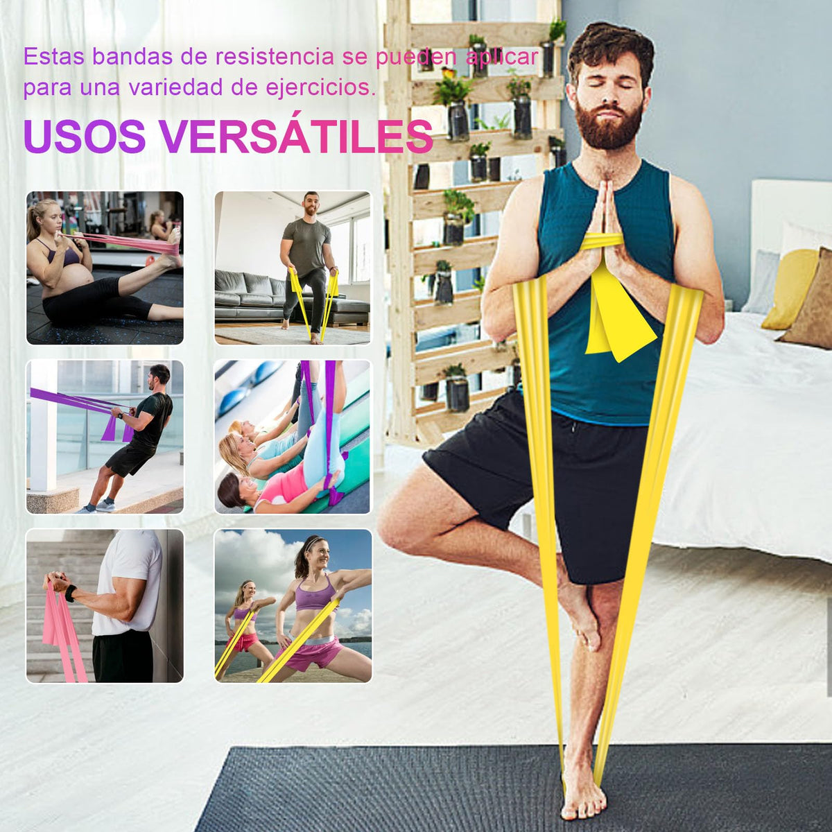 SAN KARA Ligas de Rresistencia para Ejercicio Bandas de Resistencia para Ejercicio Banda Elástica Profesional para Yoga, Pilates y Entrenamiento en Casa Bandas Elásticas 3PCS (1.5M)