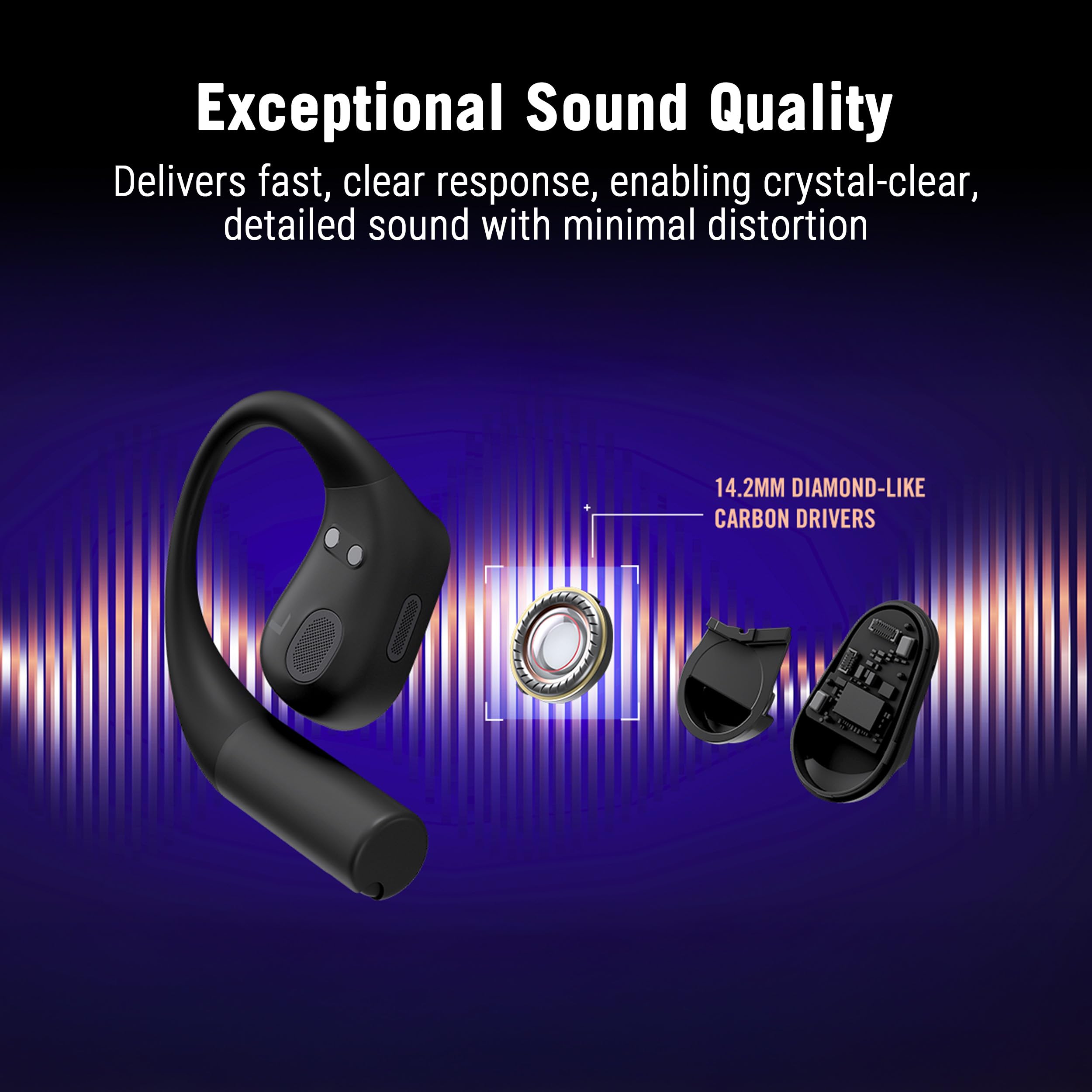 ASUS ROG Cetra - Auriculares Abiertos inalámbricos Abiertos – Modo Dual (BT/2,4 GHz), micrófono con cancelación de Ruido de IA cuádruple, Baja latencia, Tiempo de reproducción de 16 Horas, IPX5