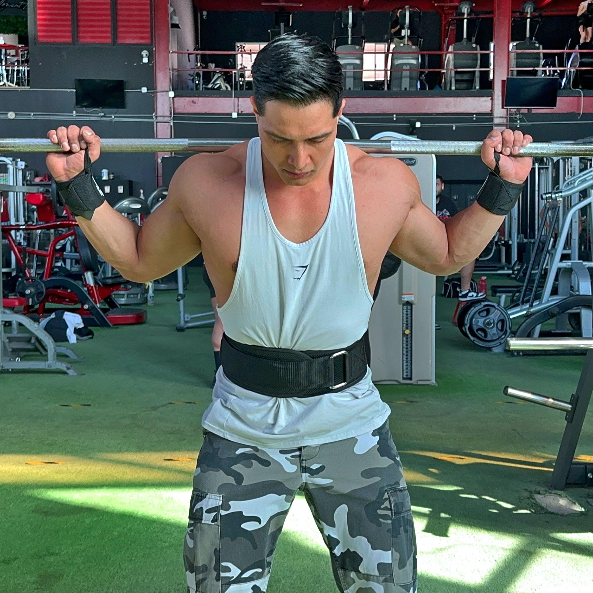 Cinturon para gimnasio, faja para soporte de espalda baja, ideal para levantamiento de pesas, 17cm de soporte, (Negro, Grande)