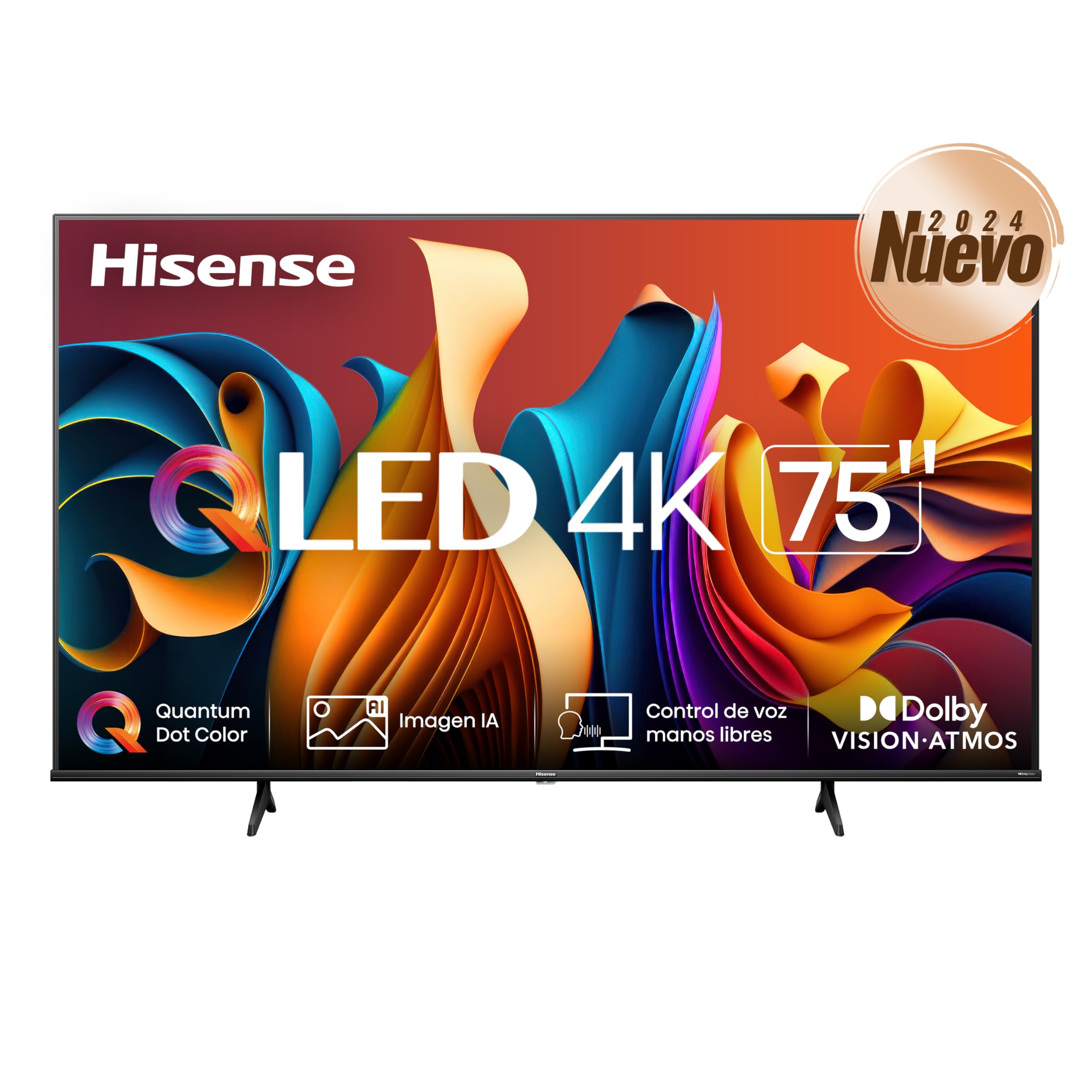 Hisense Television QD6N Pantalla 75 Pulgadas,QLED Smart Google TV UHD 4K,Control Remoto por Voz con Alexa,Dolby Vision Atmos, Modo de Juego Plus, Control de Voz,Compartir con TV