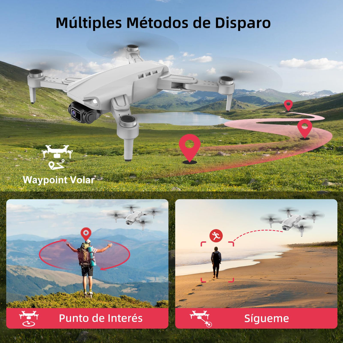 AXNEN Dron GPS con dual cámara 4K,Drone Professional con EIS y motores sin escobillas.Viene con 3 baterías,admite transmisión WiFi y vuelo con trayectoria,siendo un dron profesional ideal para adultos.