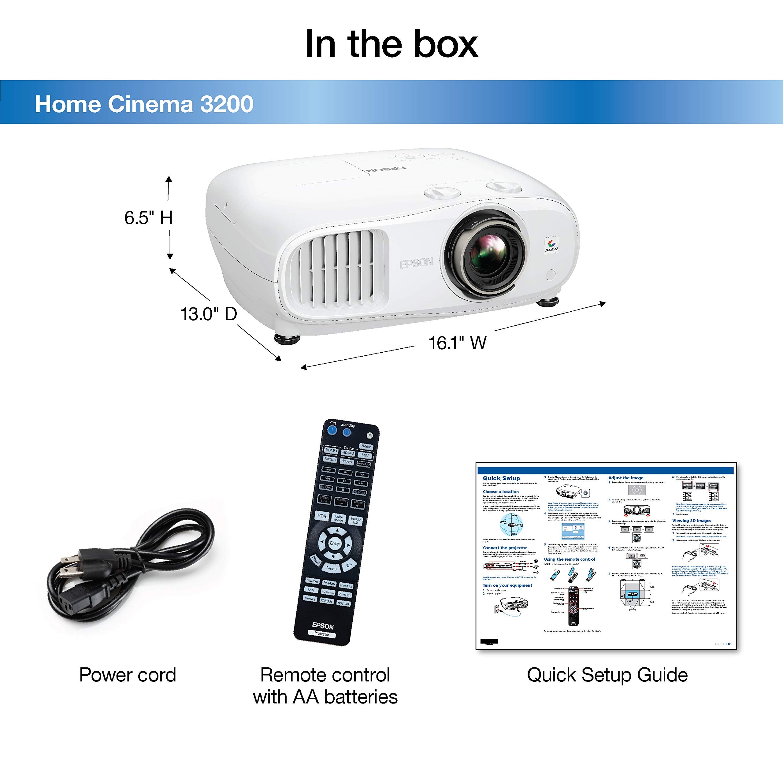 Epson Home Cinema 3200 4K Pro-UHD Proyector de 3 Chips con HDR