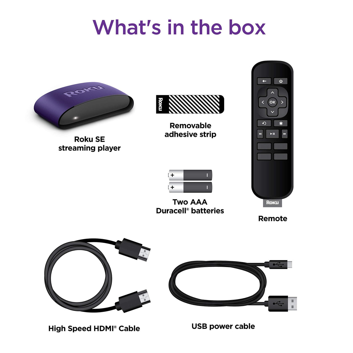 Roku LE HD Reproductor multimedia con cable HDMI de alta velocidad y control remoto simple, color varía.