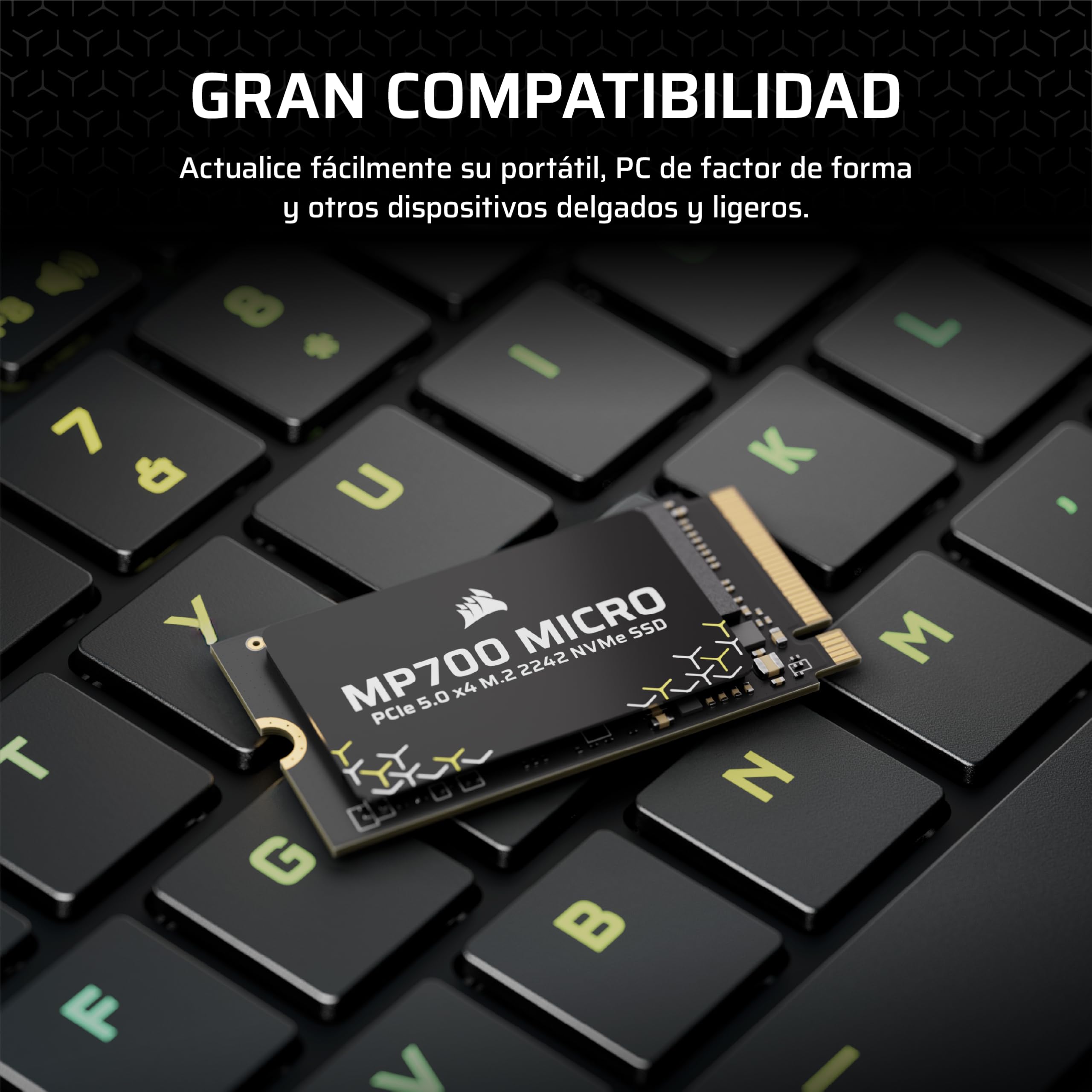 Corsair MP700 Micro 2TB PCIe 5.0 NVMe M.2 2242 SSD – Negro